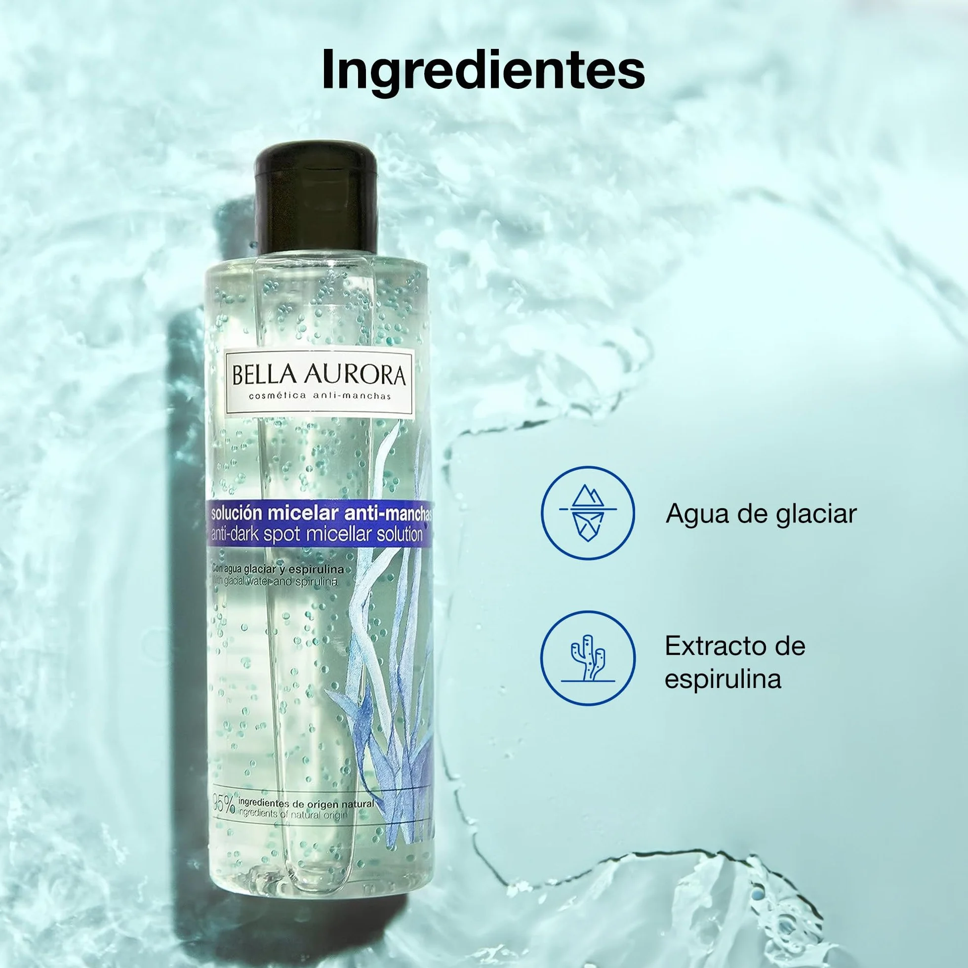 Agua Micelar 200 ml Anti-Manchas Anti-Edad Desmaquillante Rostro Limpieza Facial Refresca Hidrata Aclara Piel