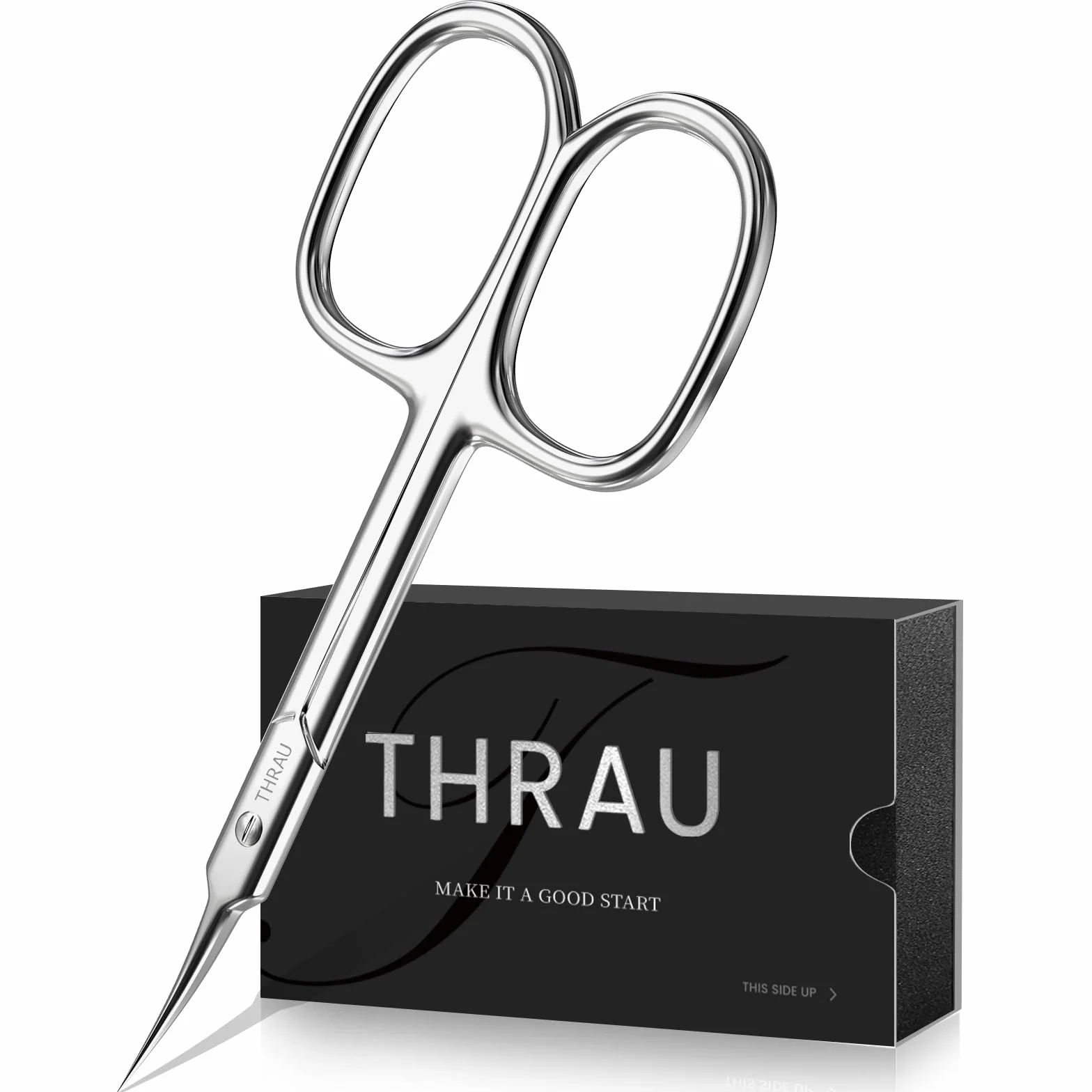 THRAU Tijeras para Cutículas Extra Finas Manicura Pedicura Uñas Hoja Curva