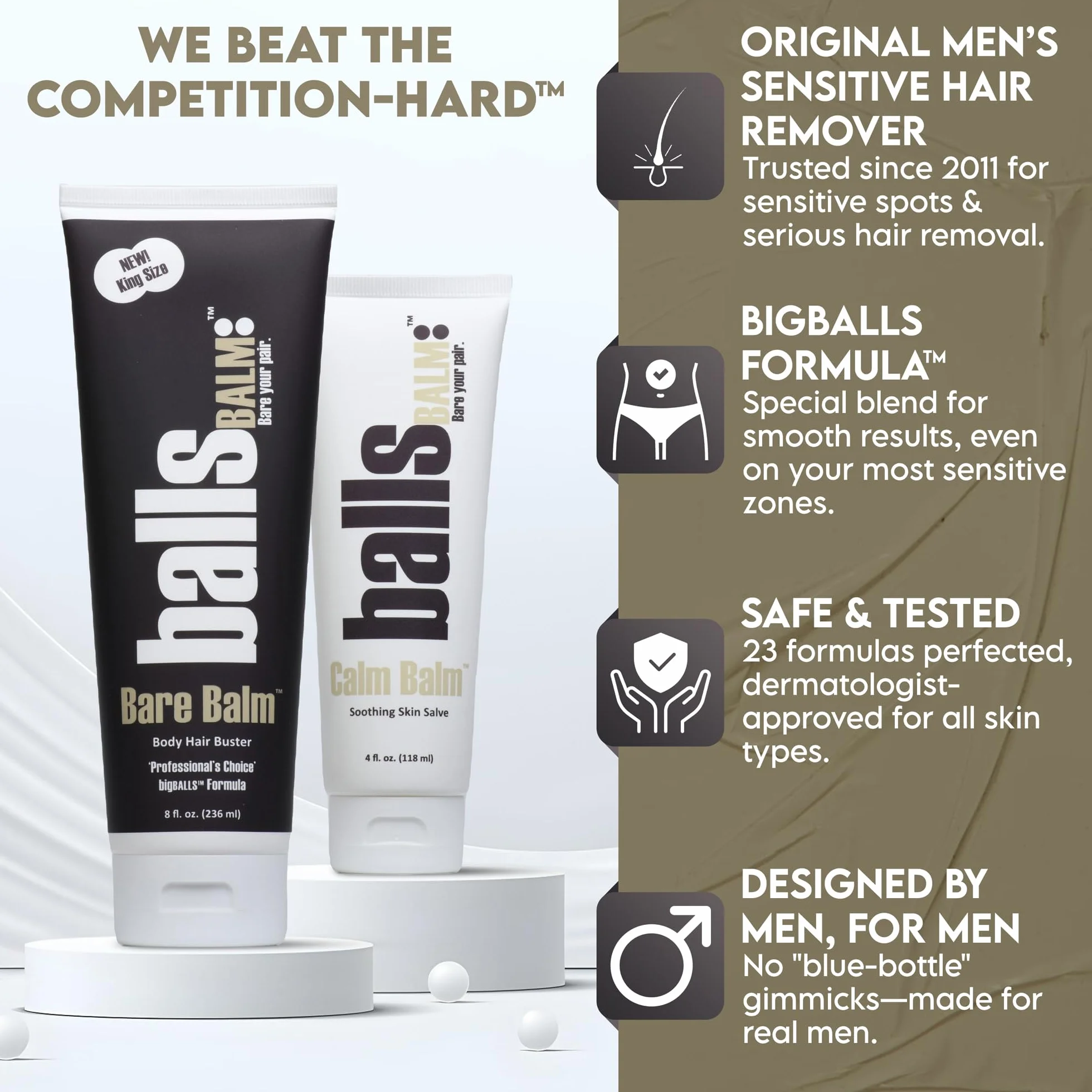 The Bare Pair 'Threesome' King Kombo - Sistema de gestión del cabello corporal (con guante exfoliante)