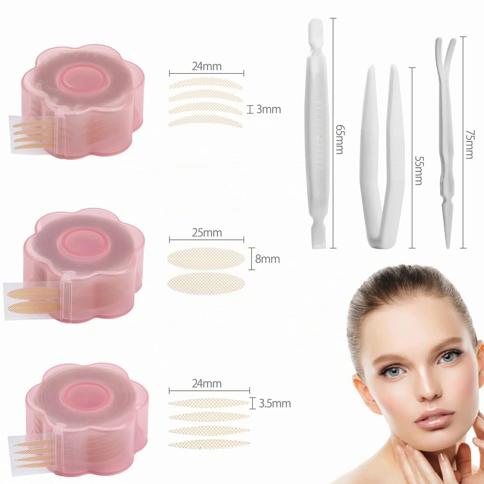 Cinta de Párpados Invisibles 1800, Adhesivo Doble, Levantar Ojos Cosméticos