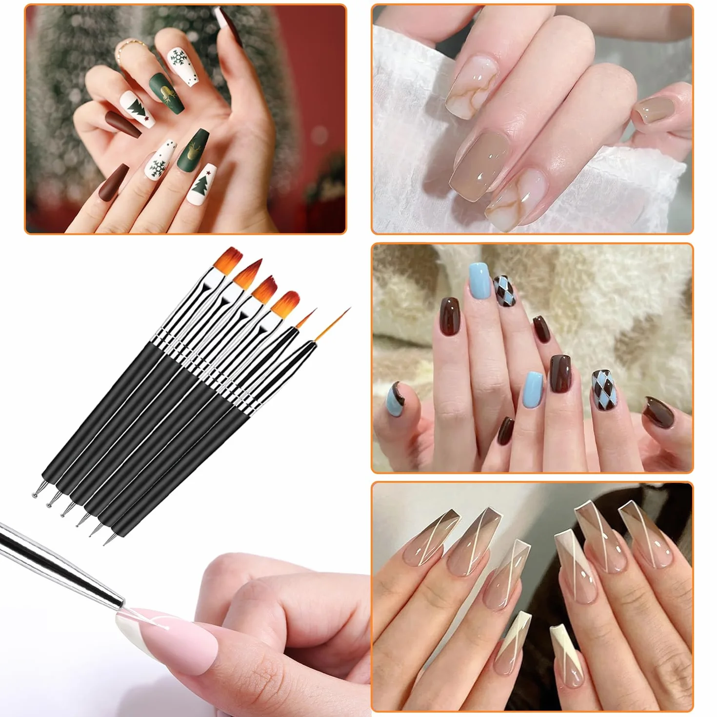 Plumas de Arte de Uñas, Herramientas de Doble Punta, Nail Dotting Manicure Tools para Diseño de Uñas en Gel