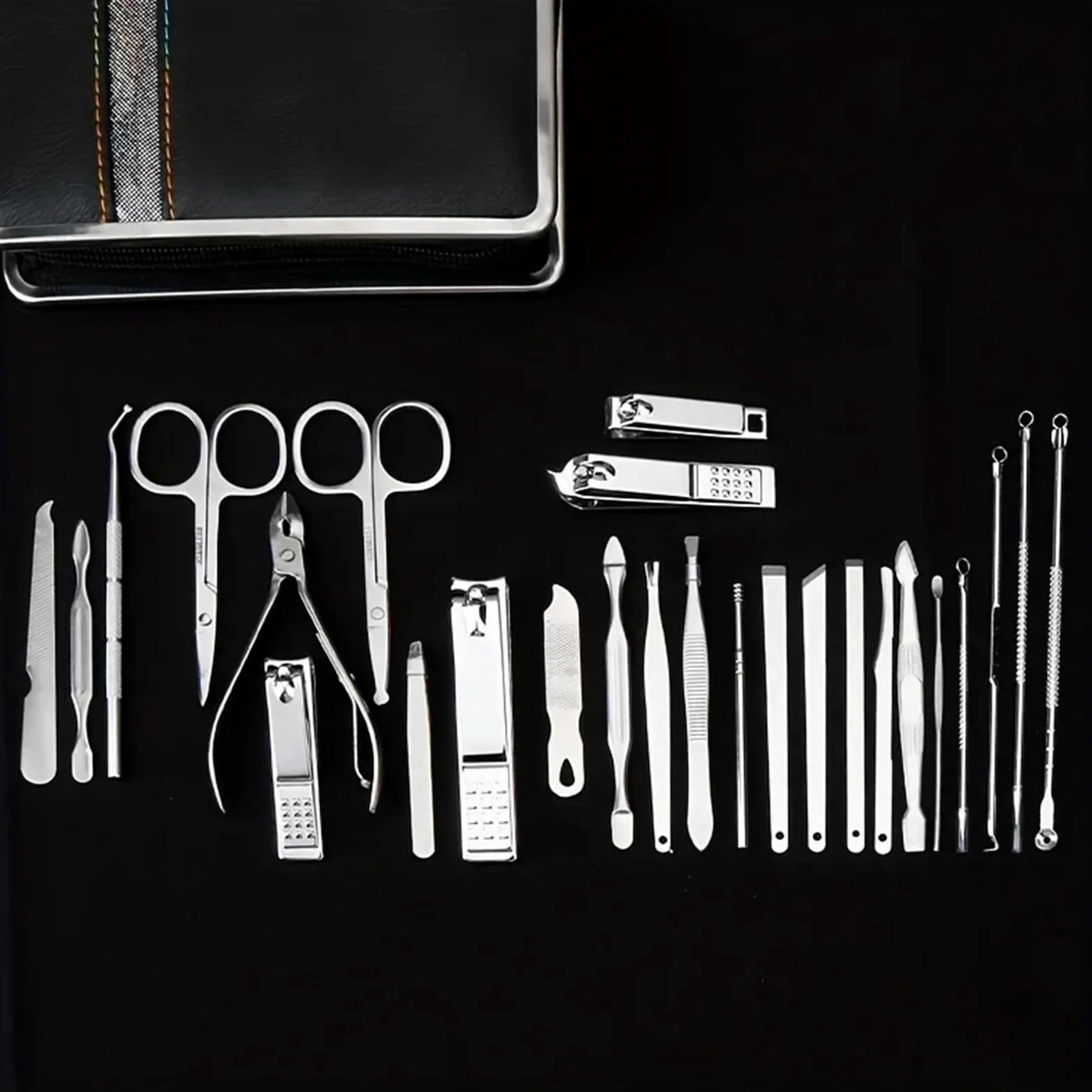 Kit de cortauñas de Acero Inoxidable de 26 Piezas, Juego de cortauñas doméstico con Estuche, recortador, Herramientas de manicura y pedicura, Juego de manicura,White