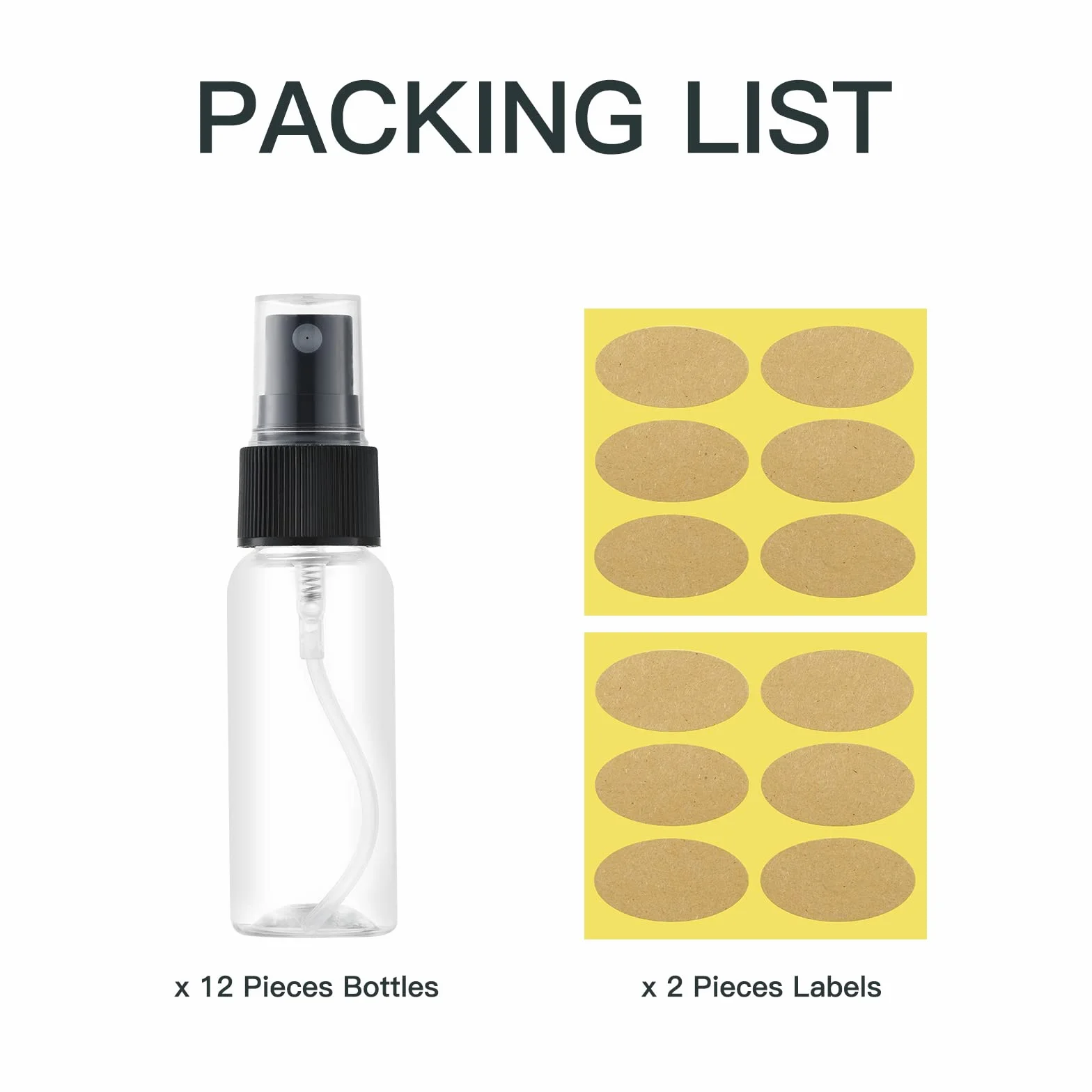 Toureal 30ml Spray Pulverizador Plastico 12 Piezas Botes Vacios Atomizador Transparente