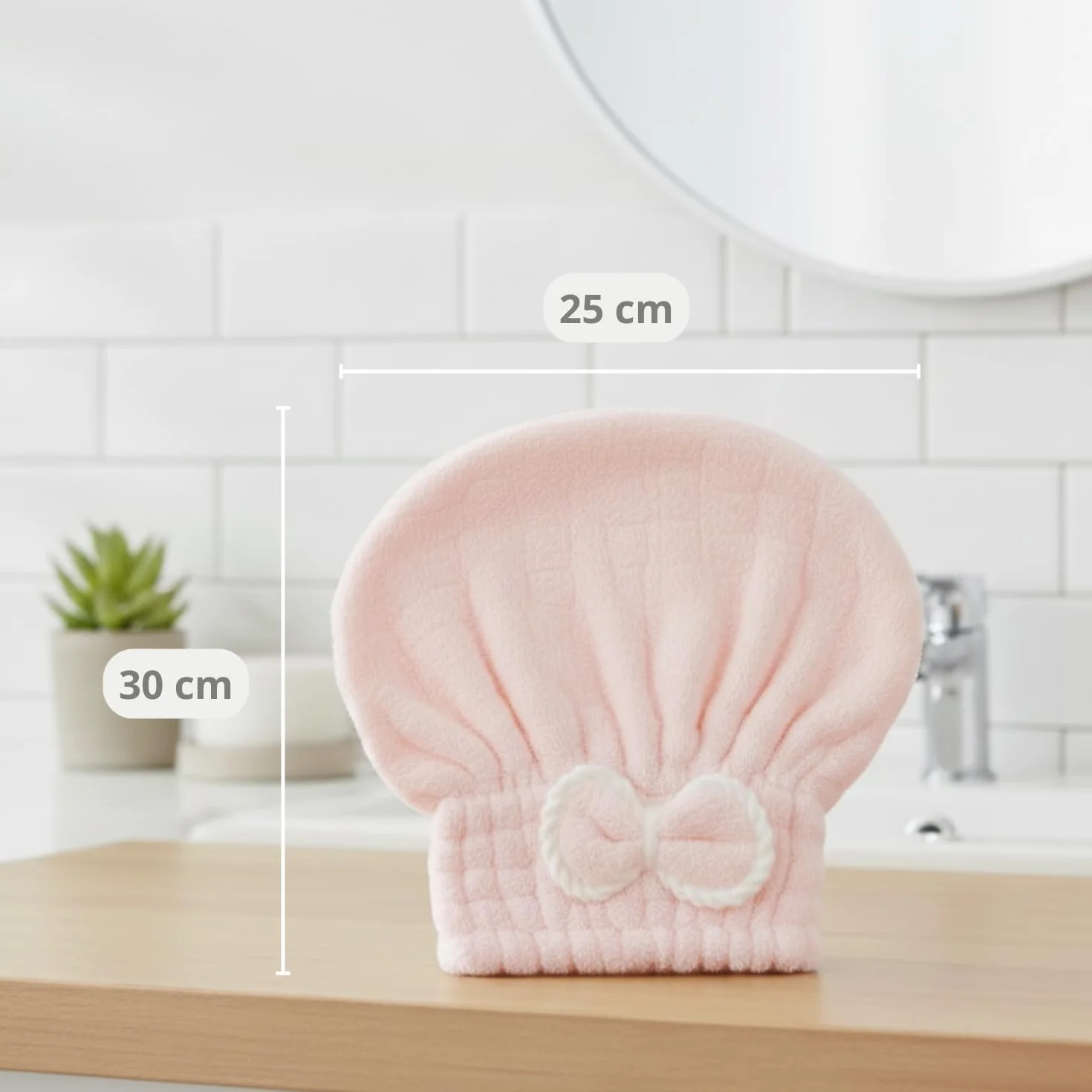 Toalla Microfibra Secar Pelo Ultraabsorbente Antibacterial Turbante Rosa