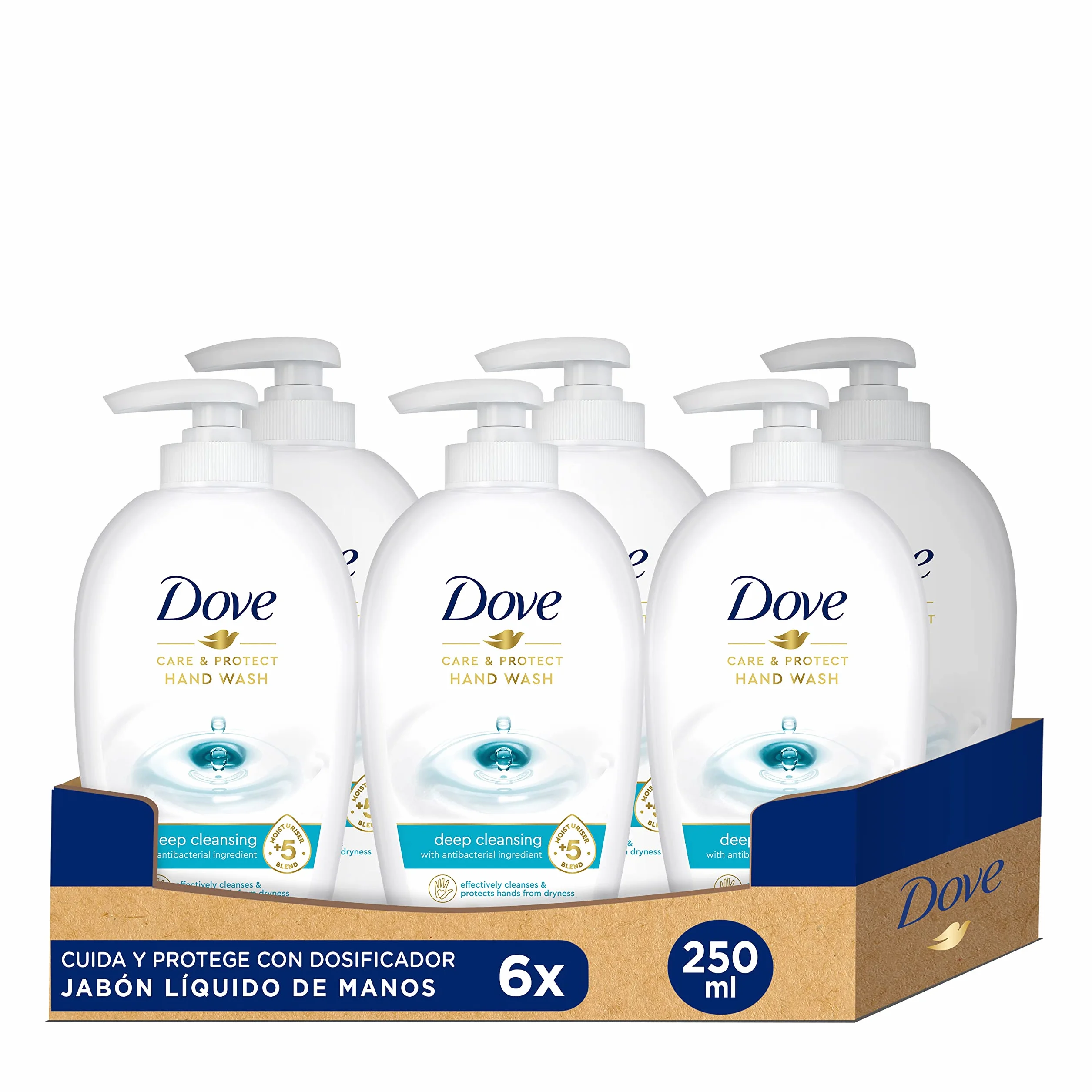 Dove Jabón Líquido de Manos Antibacteriano 5 Hidratantes Pack 6 x 250 ml