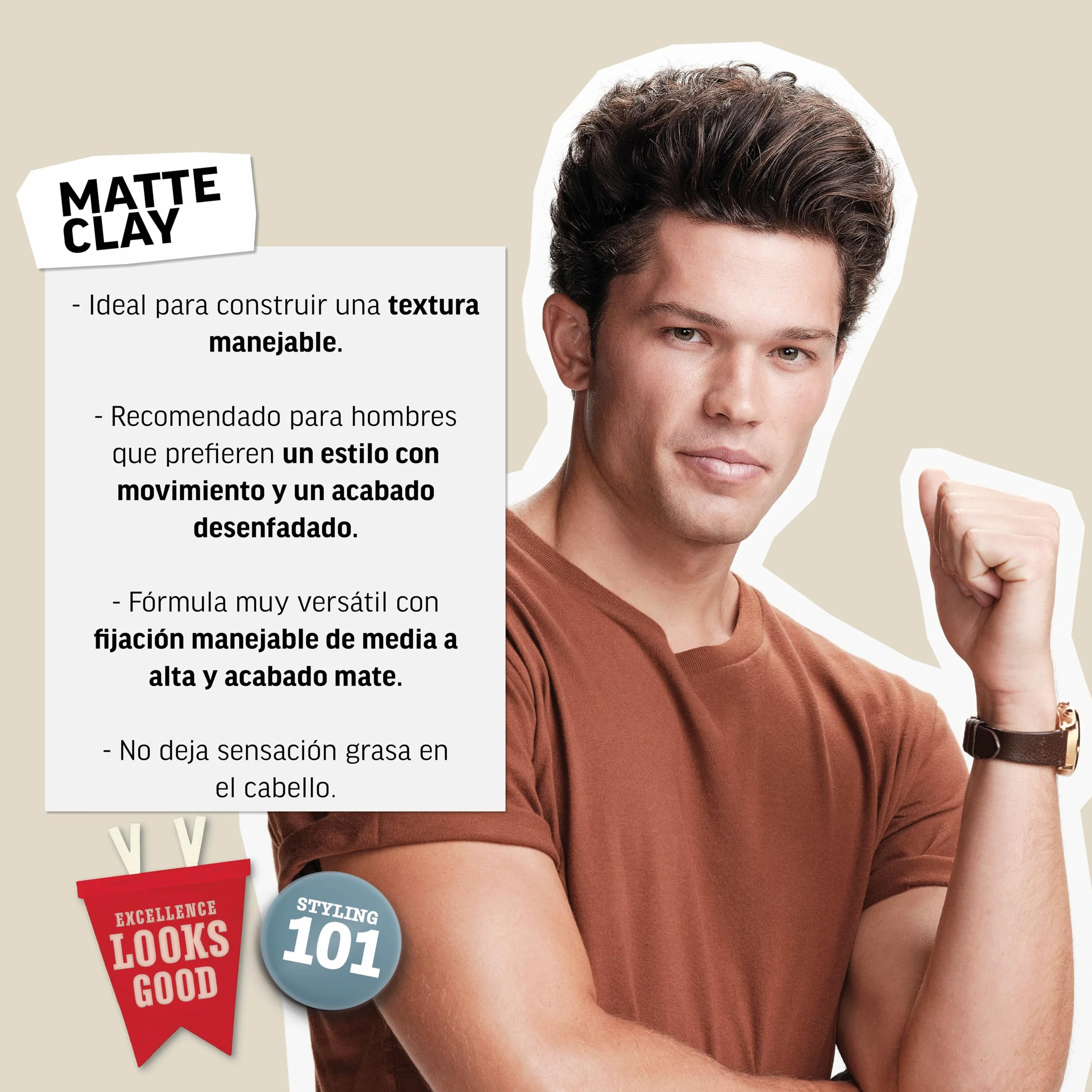 American Crew Matte Clay, Cera Mate Pelo Hombre Fijación Media-Alta, 85g