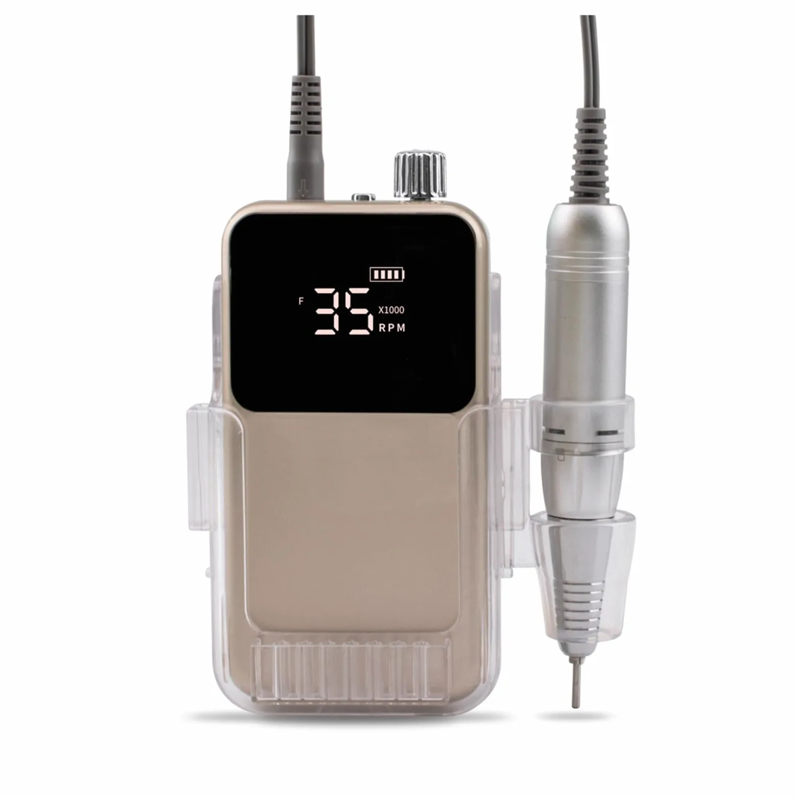 Torno de Uñas Eléctrico, Taladro profesional for uñas, Base de escritorio recargable, 35000RPM, máquina eléctrica for manicura, lima de uñas, pedicura, perforación inalámbrica(Pink)