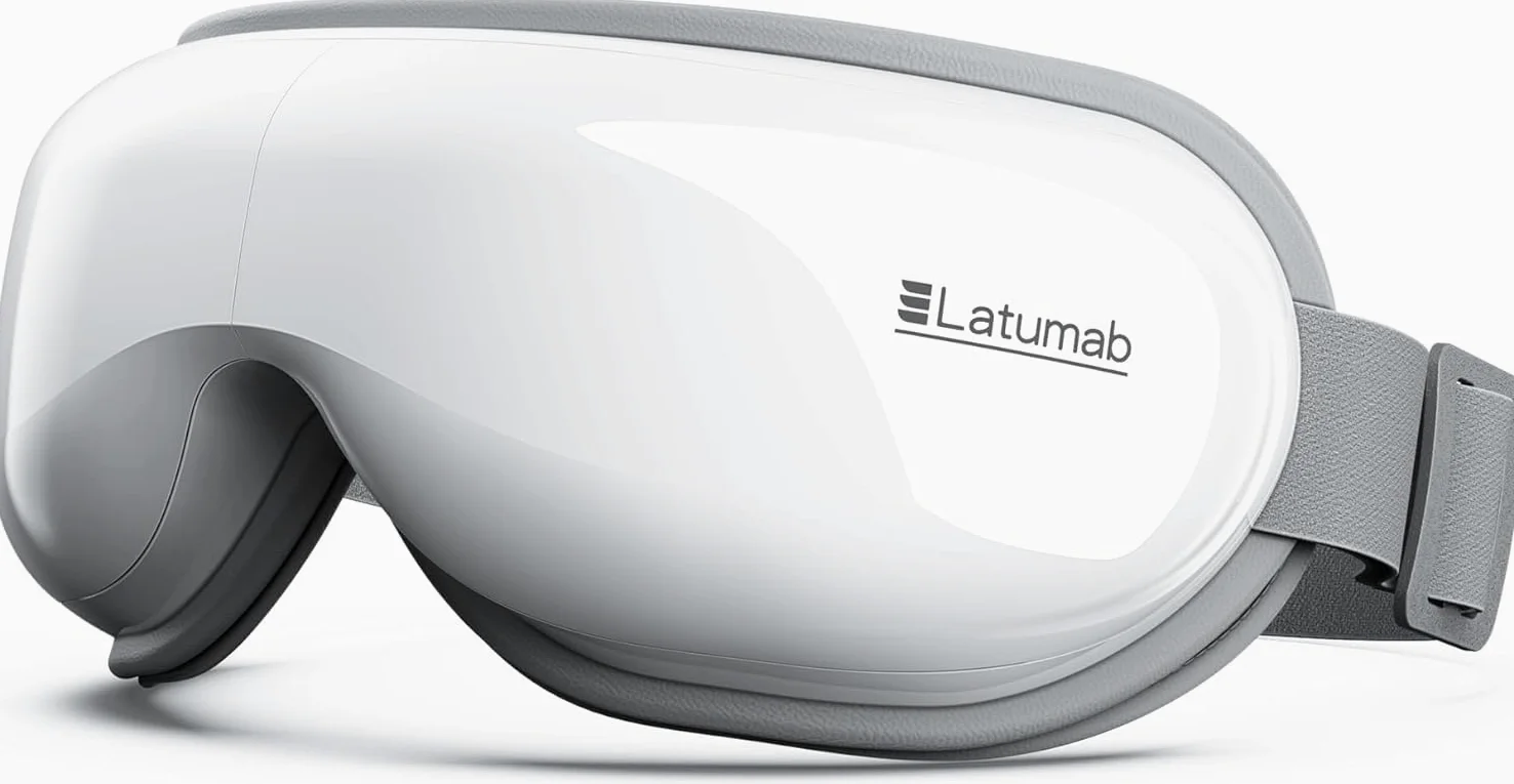latumab Masajeador de ojos con calor, máscara de ojos calentada con música Bluetooth, masajeador facial, máscara para aliviar la migraña y el dolor de cabeza, sueño mejorado, regalos de cumpleaños