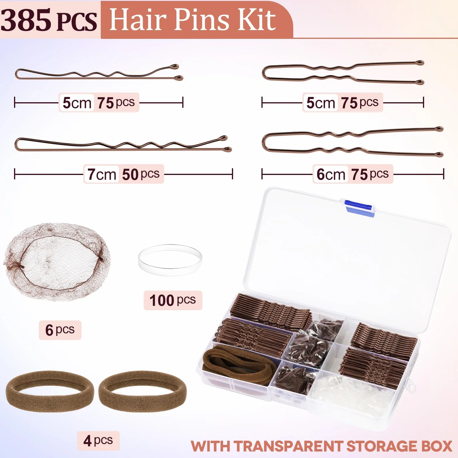 Accesorios para el Cabello Kit 385 Piezas Horquillas Pelo Mujer con Caja