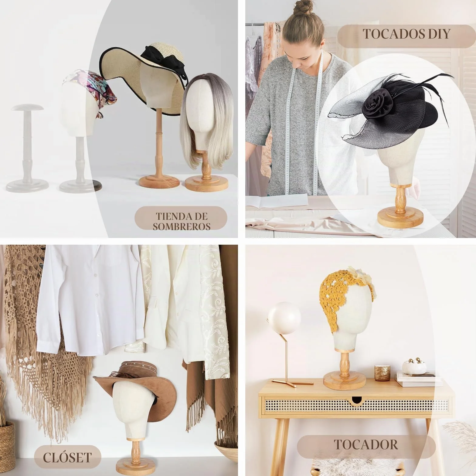Cabeza de maniquí 21" 54 cm soporte para pelucas y gorras