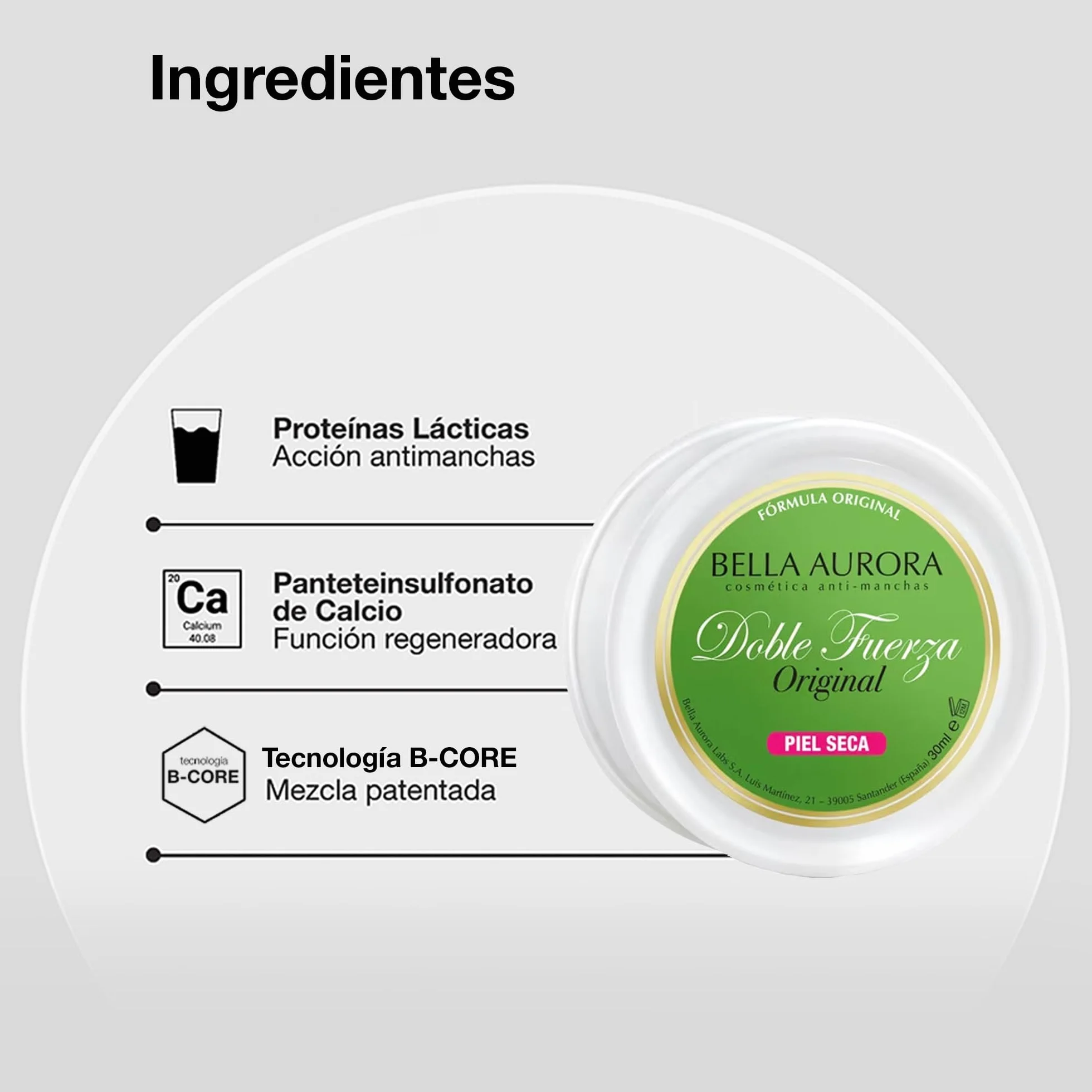 BELLA AURORA Crema Doble Fuerza para Piel Seca 30 ml Tratamiento Aclarante Antimanchas Hidratante con B-Core 221