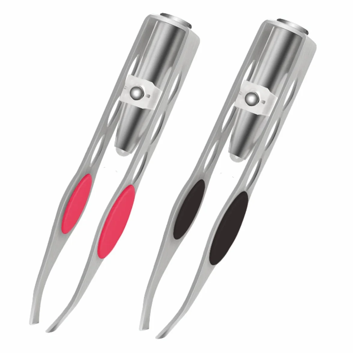 POFET Pinzas con luz LED, Pinzas iluminadas de acero inoxidable para depilación de cejas y pestañas