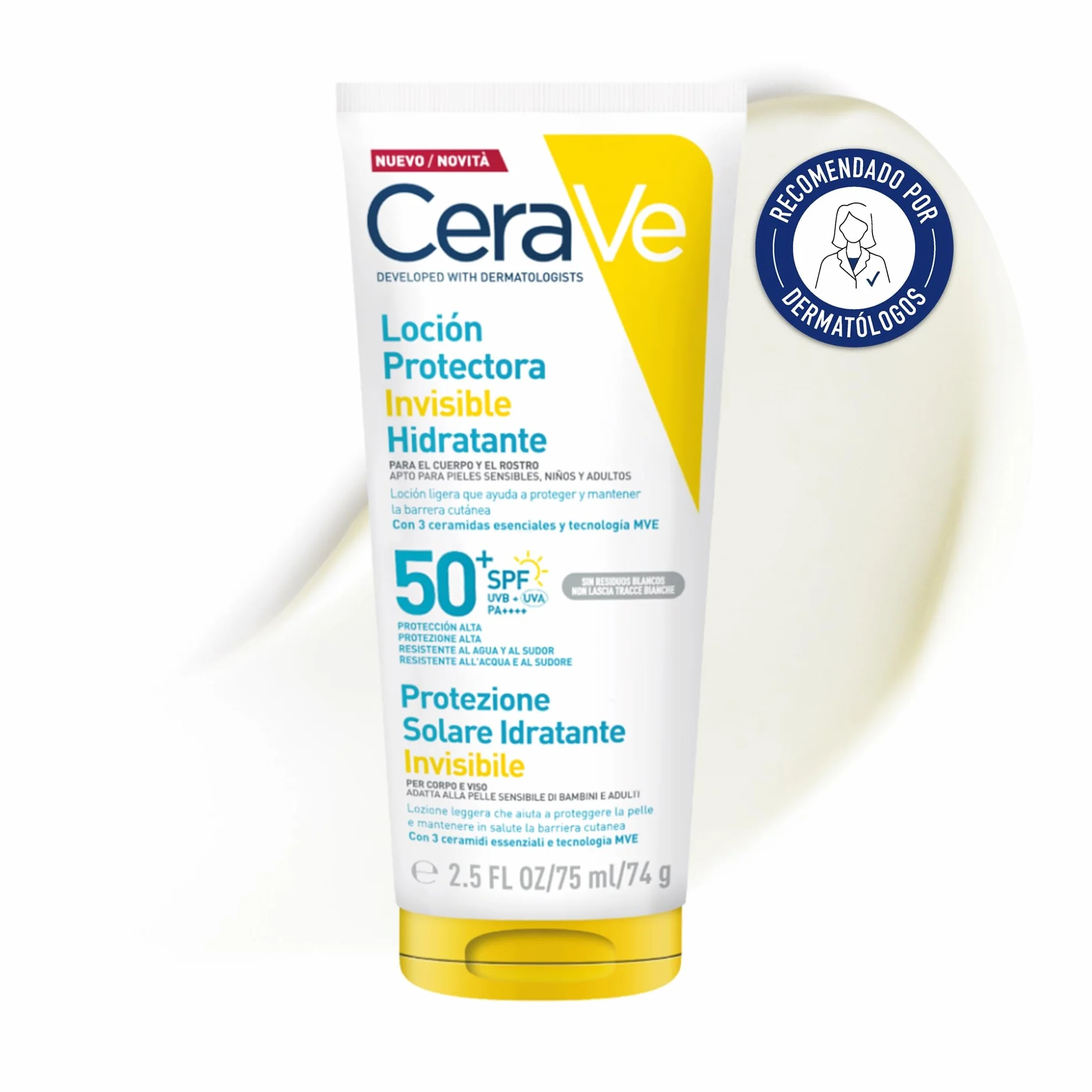 CeraVe Loción Protectora Invisible Hidratante SPF 50+ 75 ml