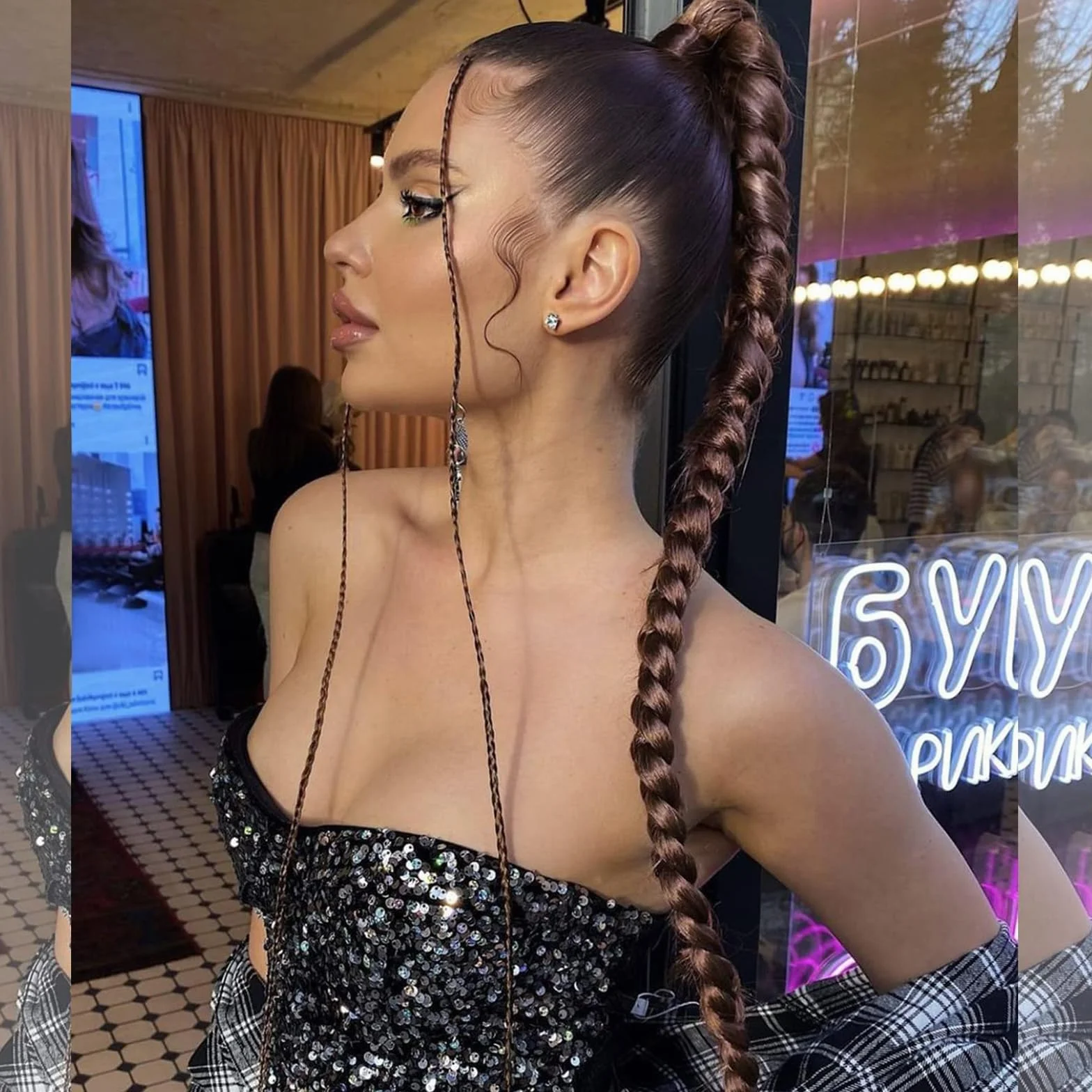Wekuw Extensiones de pelo natural marrón para cola de caballo y trenzas