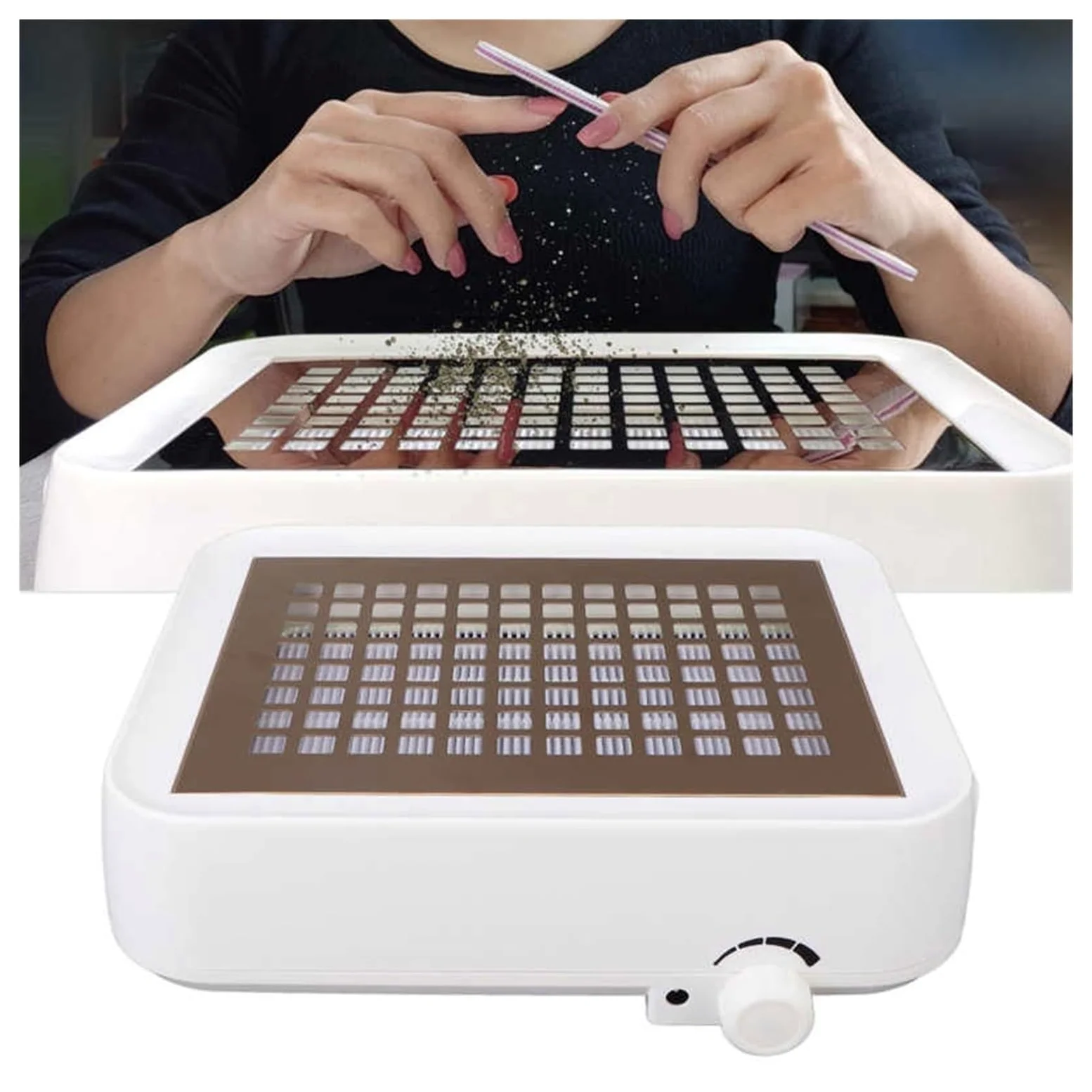Colector de polvo para uñas, Limpiador de Arte uñas, encimera integrada, manicura ajustable, herramienta succión fuerte, aspirador Para uso doméstico
