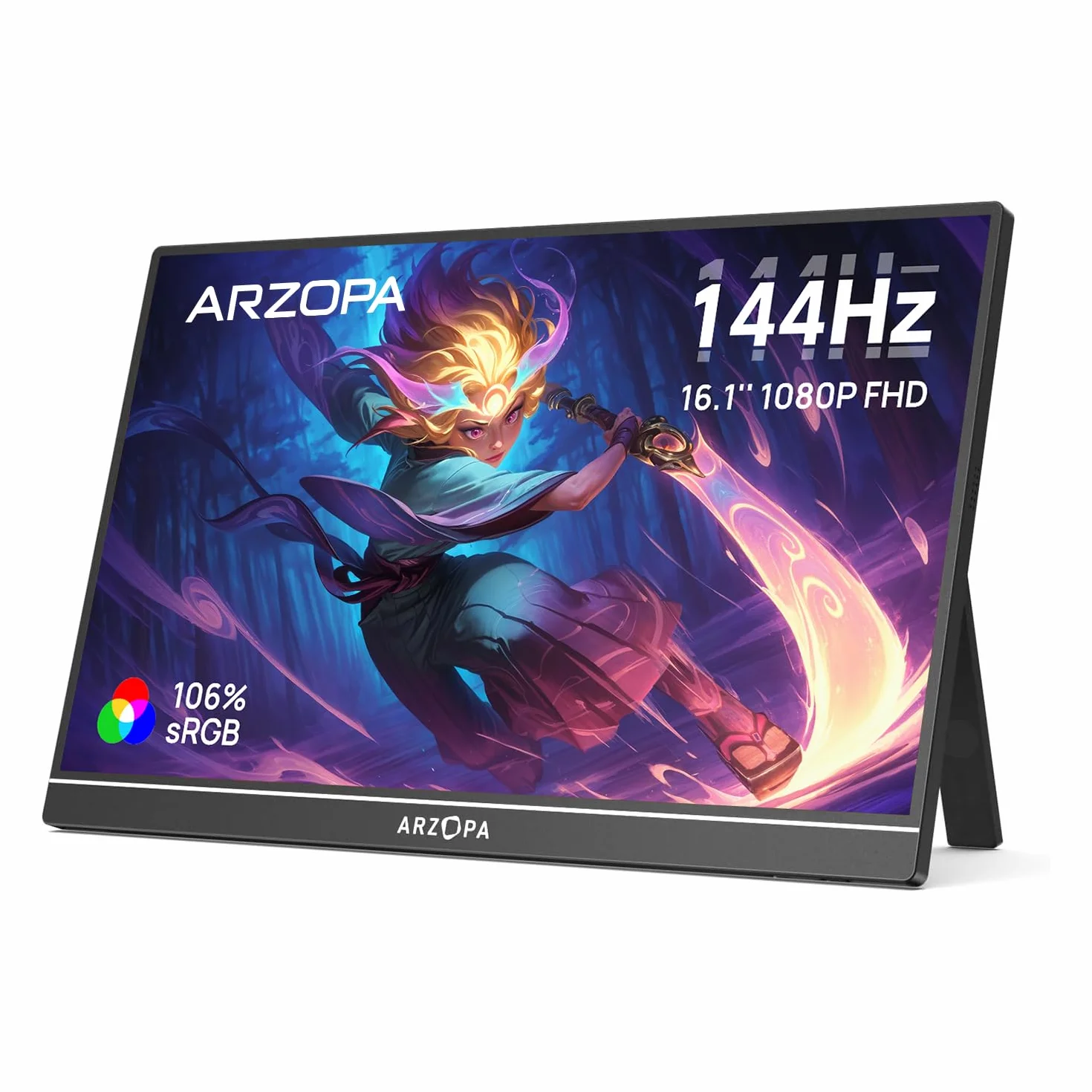 ARZOPA 16.1" 144Hz Gaming Monitor Portátil 1920×1080P FHD HDR 106% sRGB
