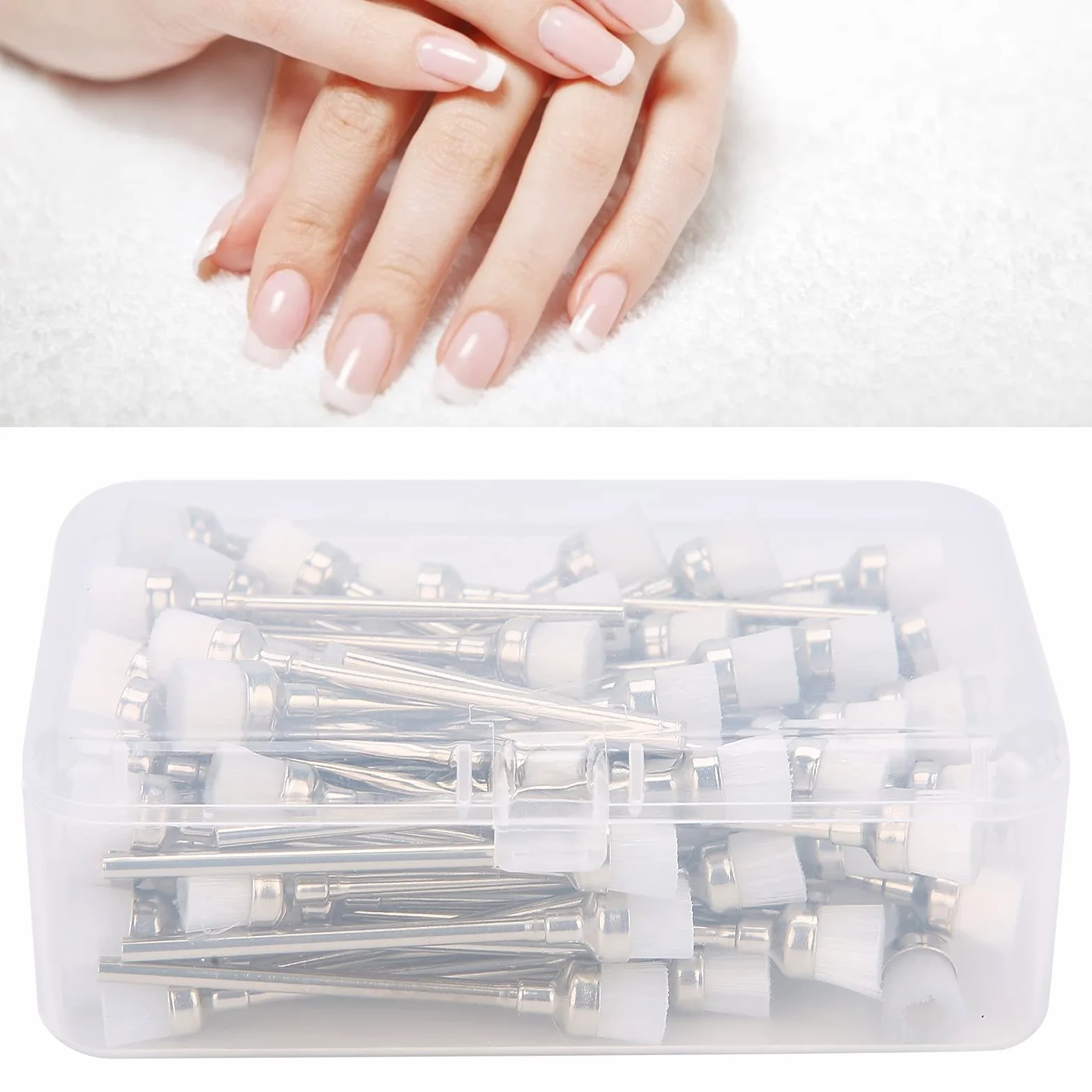 100pcs Cepillo para polvo de uñas, Herramienta de manicura de limpieza de mías para la uña Herramientas de manicura de manicura Cleaner Manicure Herramientas (White)