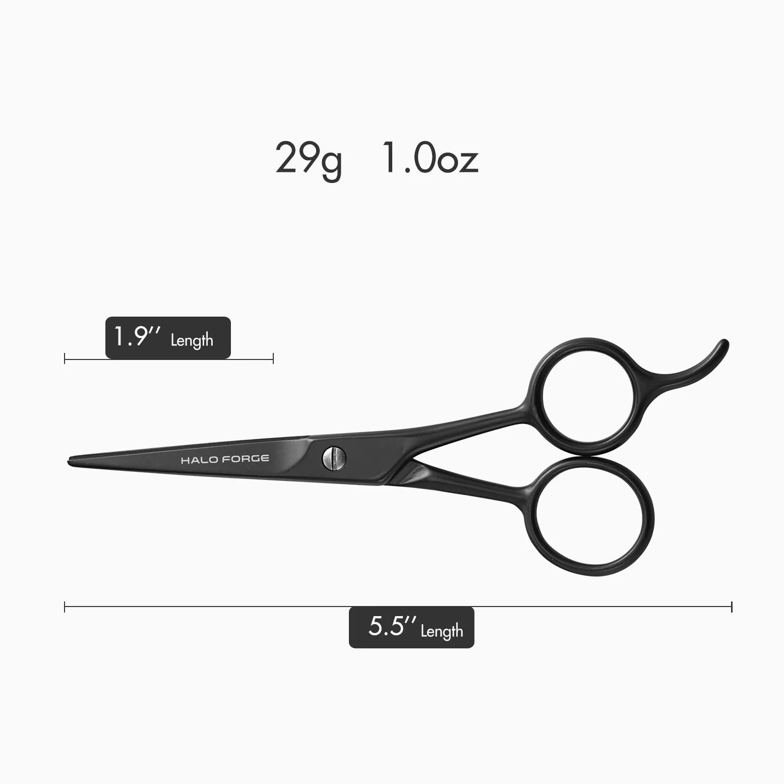 HALO FORGE Tijeras para barba y bigote – Pequeña hoja recta de corte de precisión de acero inoxidable – Tijeras de aseo afiladas para el cuidado personal, cabello facial y cuerpo – Regalo para mujeres
