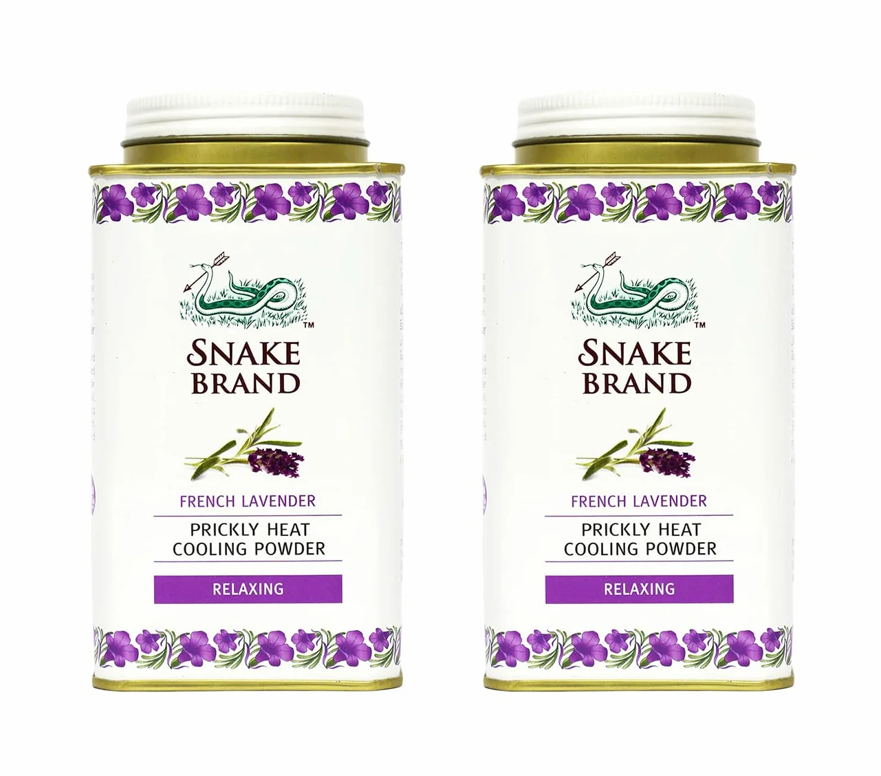Polvo corporal de enfriamiento con calor espinoso SNAKE BRAND 140 g lavanda relajante paquete de 2