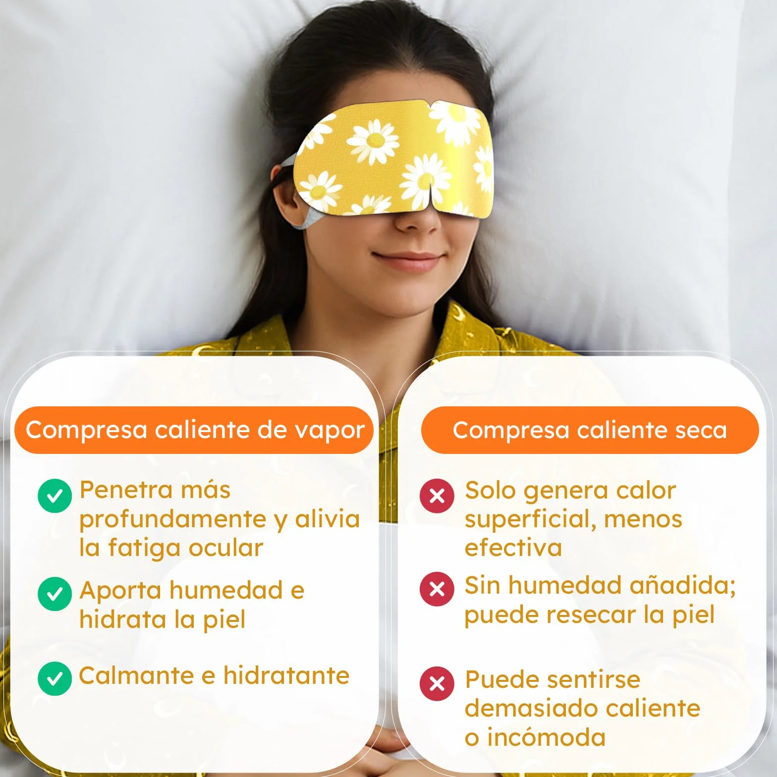 Pack de 16 Antifaz Ojos Secos con Manzanilla, Máscara Caliente Vapor para Bolsas Fatiga Blefaritis, Desechable Auto-Calefactable para Dormir Viajar