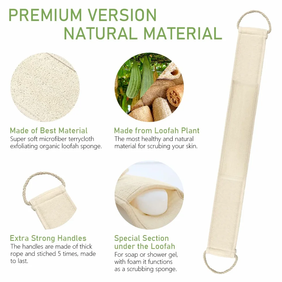 Pinkou Loofah Baño Exfoliante Orgánica Back Scrubber Ducha Toalla