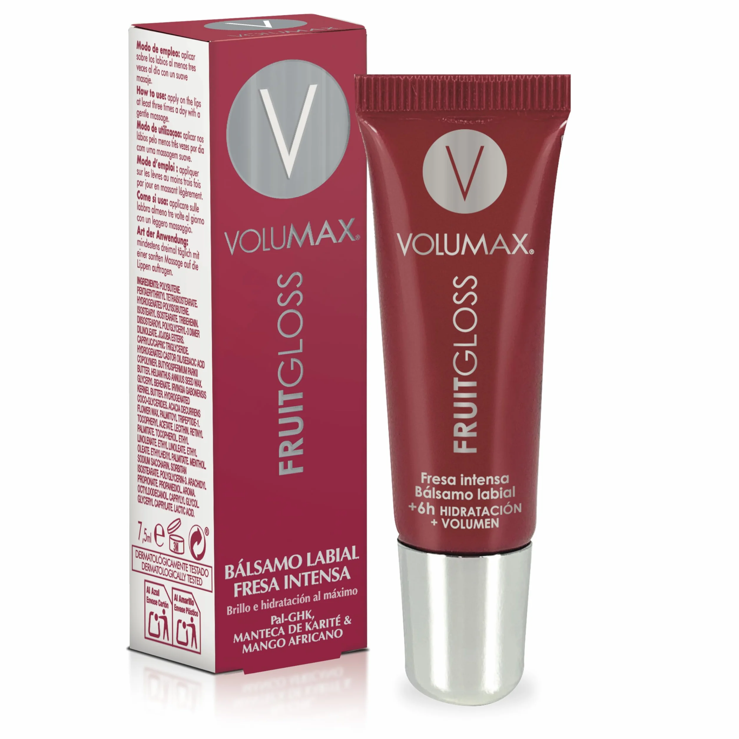 Volumax Fruitgloss Bálsamo Labial con Retinol y Tripéptido Pal-GHK 7.5 mL
