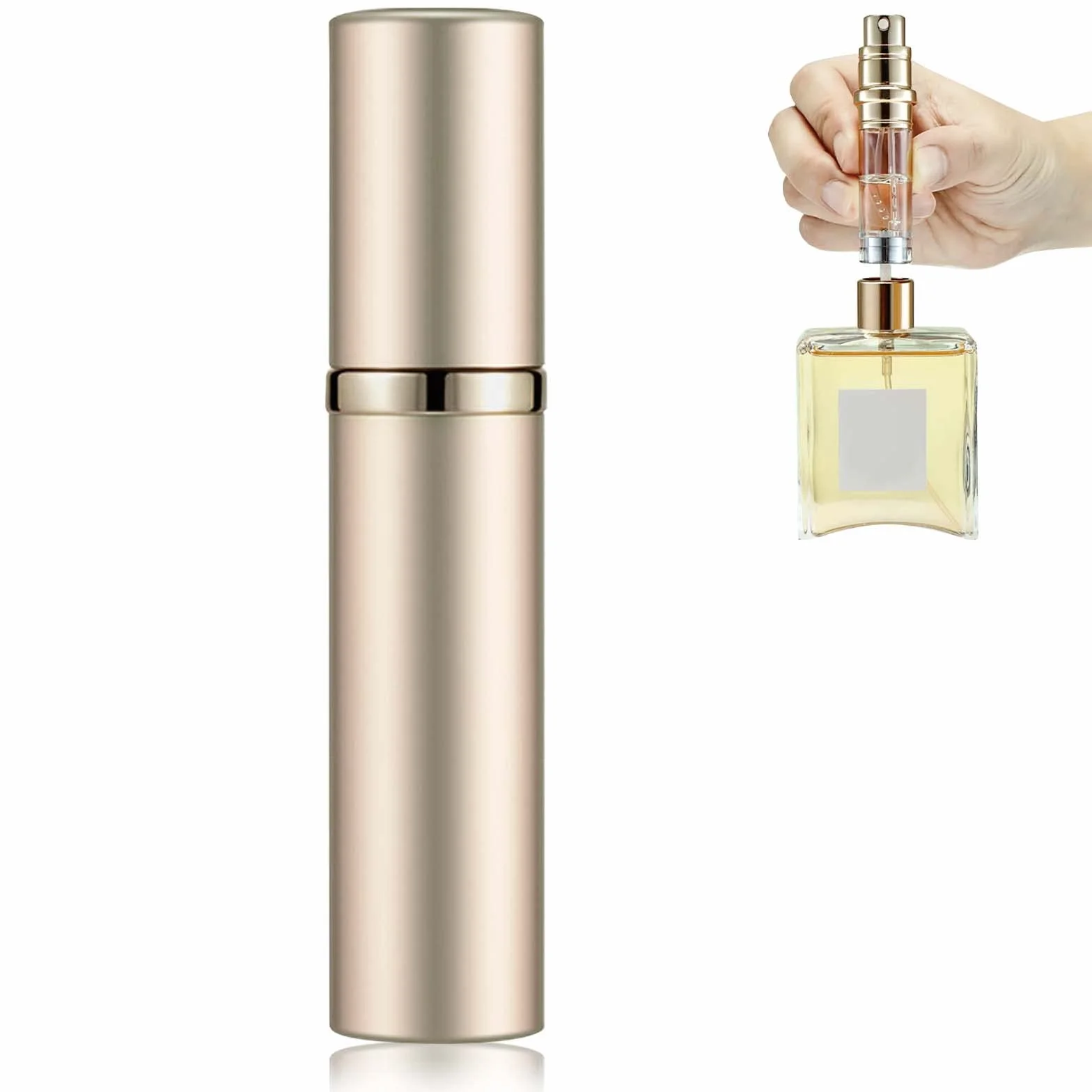 Colexy Atomizador Perfume Recargable 5ML Spray Portátil Mini Botella Viaje Champán
