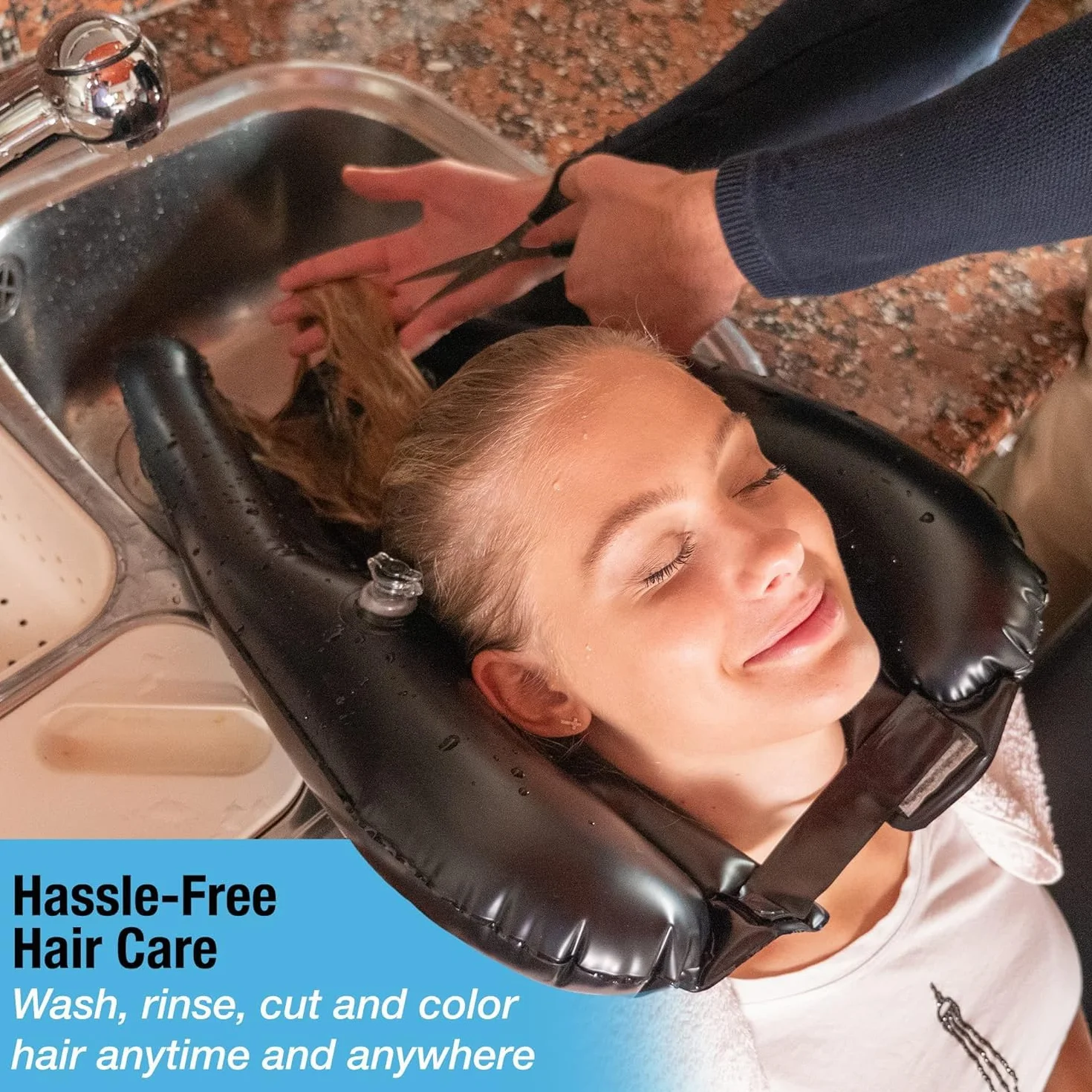 Lavacabezas Portátil para Lavar el Cabello en el Fregadero o Cama - Cubeta de Champú para Casa, Personas Mayores y Niños