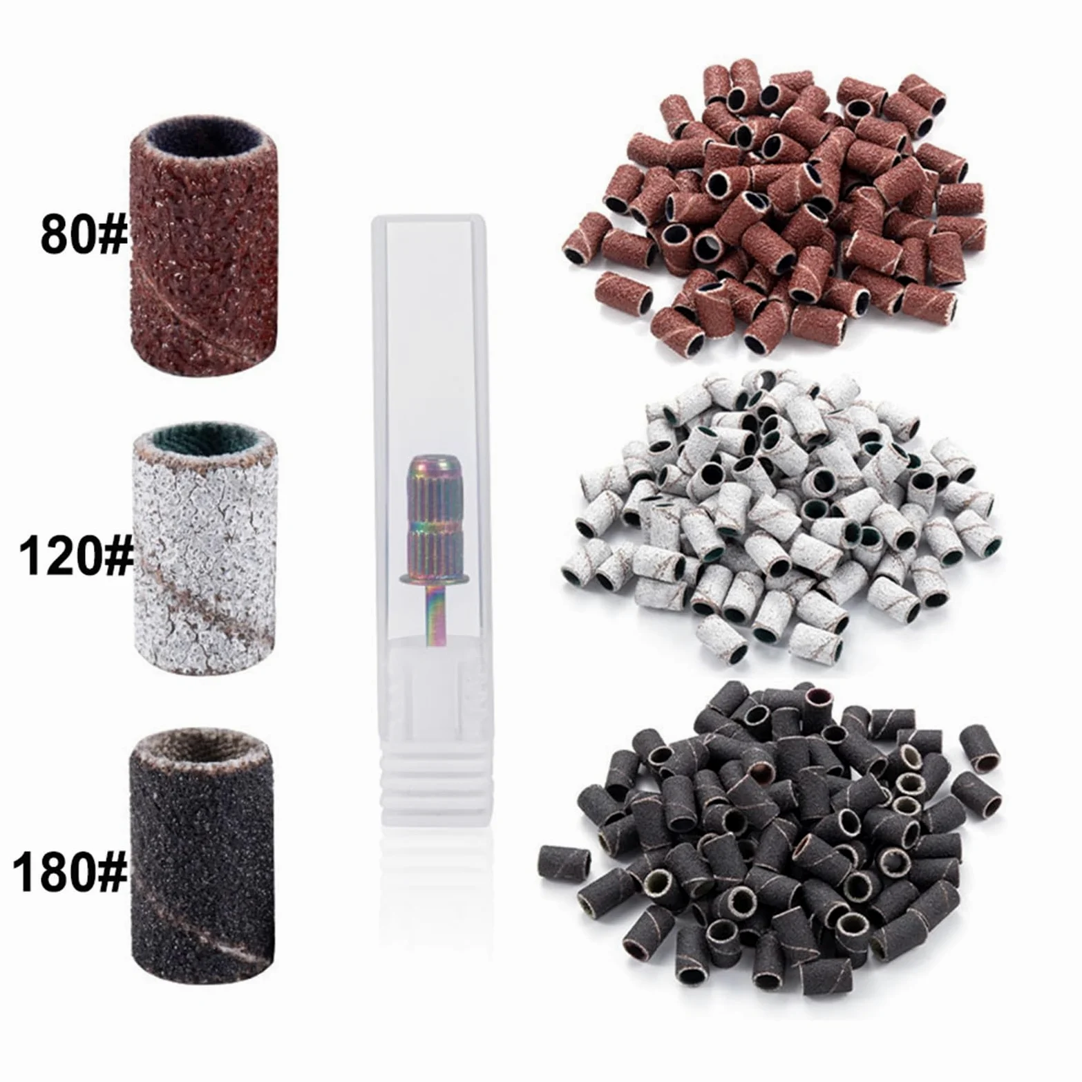 Fresas Torno Para UñAs Máquina de manicura y pedicura, cabezales molienda, brocas for quitar esmalte Gel para Manicura(GritBrown100Pcs)
