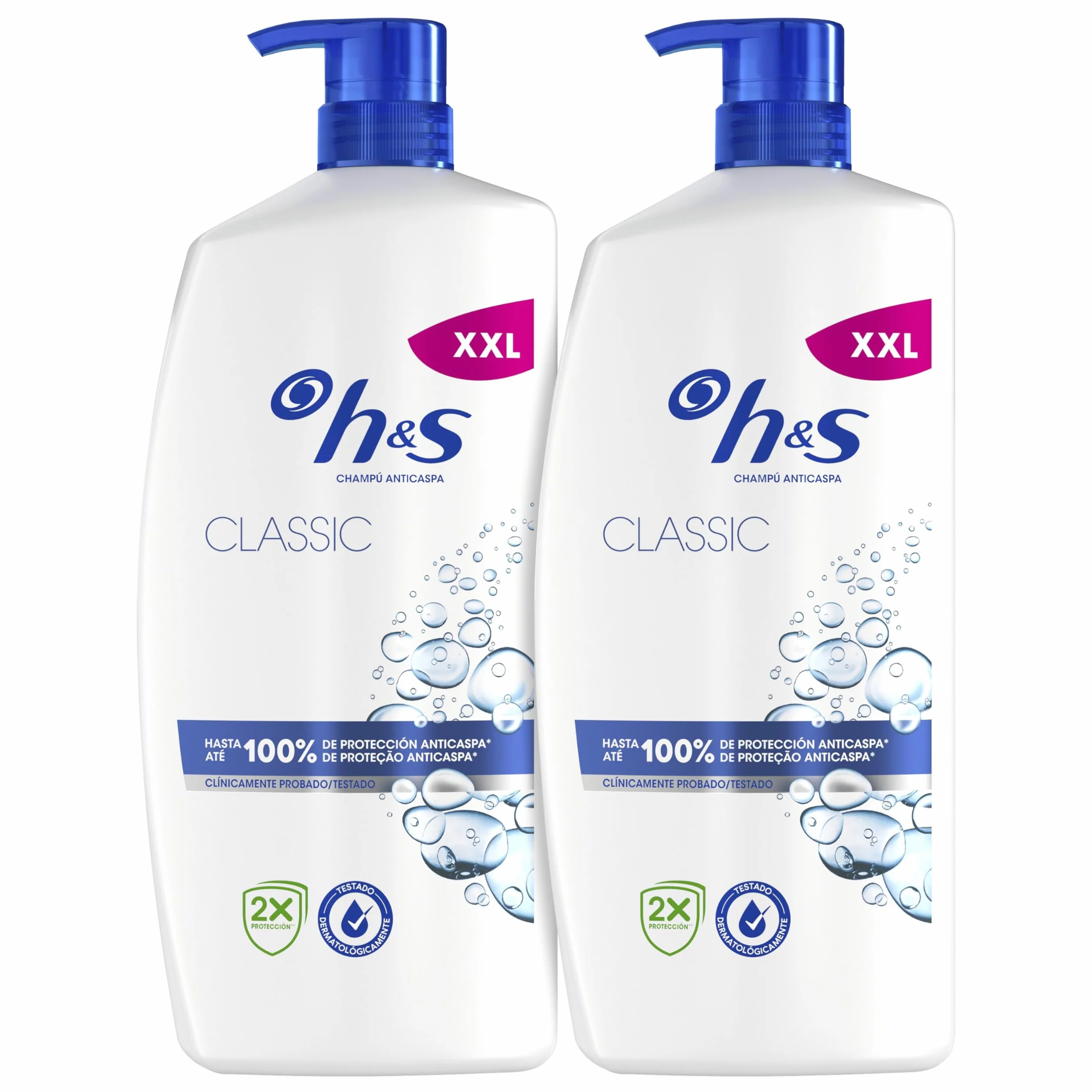 H&S Classic Champú Anticaspa 2x1000ml con Dispensador