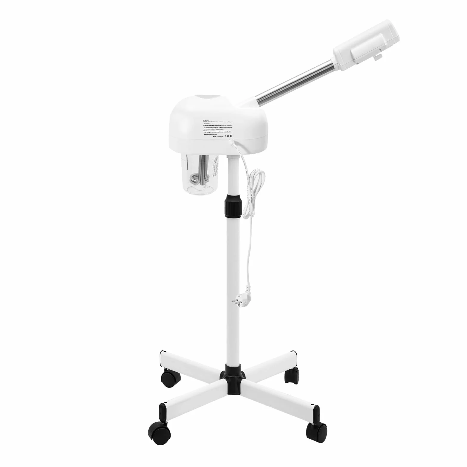 Profesional Vapor Facial Humidificador Brazo Giratorio Panel LCD Ozono Spray Caliente Limpieza Poros