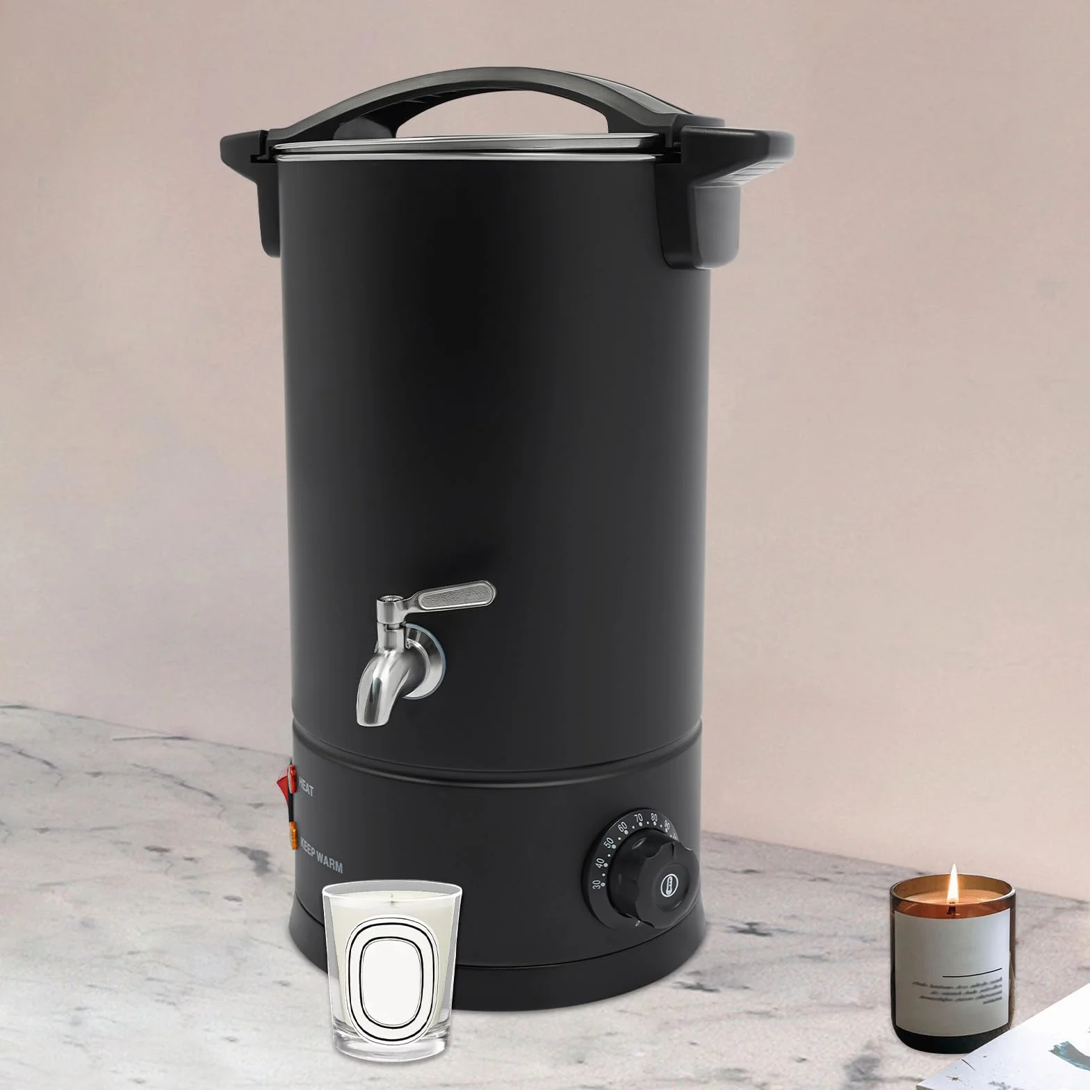 Derretidor de cera eléctrico, 10 L, 1800 W, 220 – 240 V, con enchufe europeo, acero inoxidable SUS304, 30 – 110 °C, grifo, calefacción/mantenimiento caliente para cera de vela