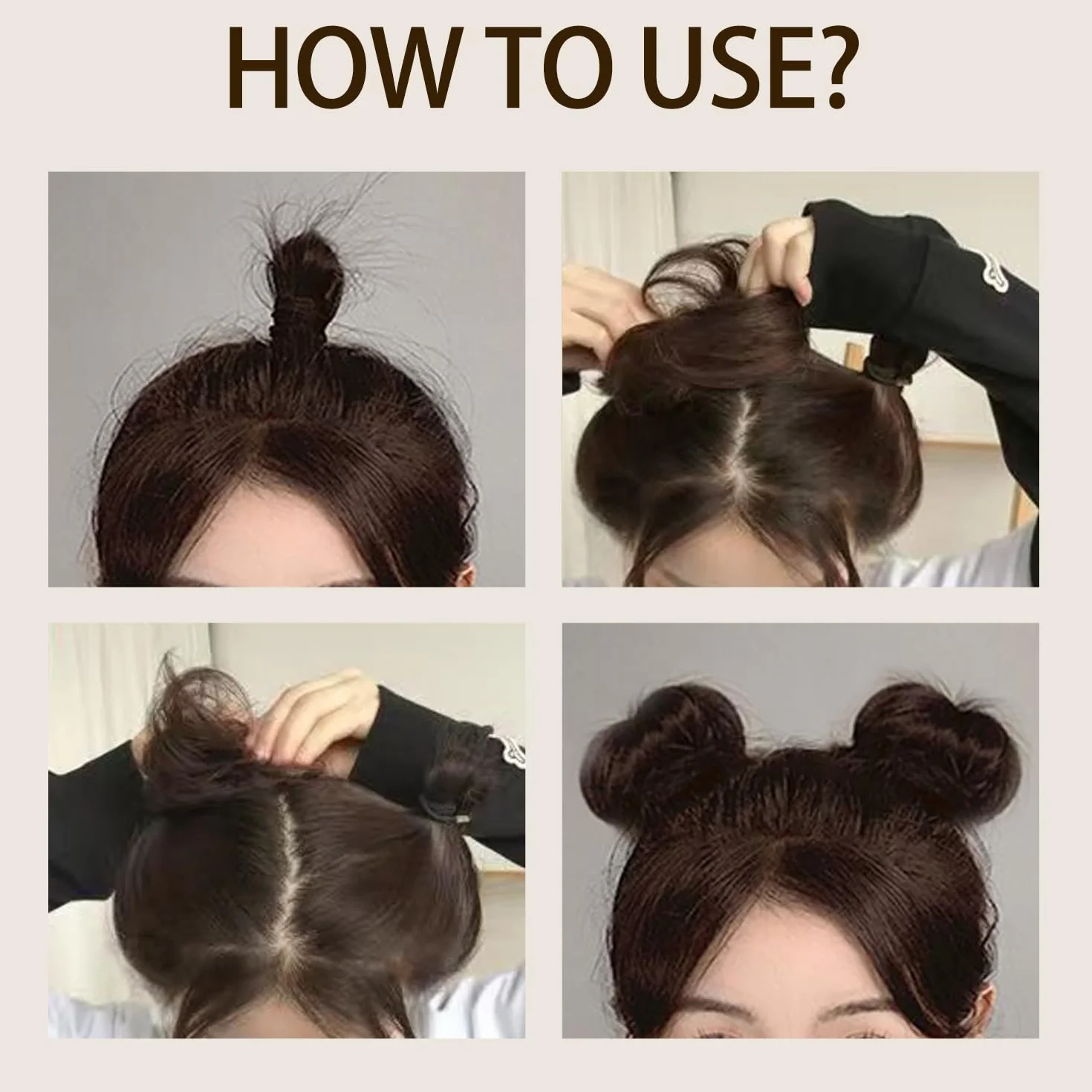 Moño despeinado postizo para mujeres, coletero sintético, accesorios elásticos, cabello falso rizado (Marrón mezcla rubio)