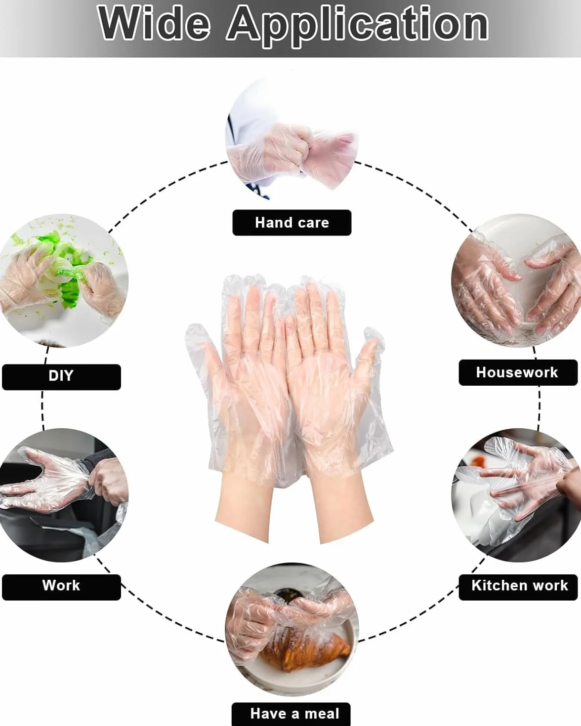 Guantes de parafina transparentes 100 unidades para tratamientos de cera en spa