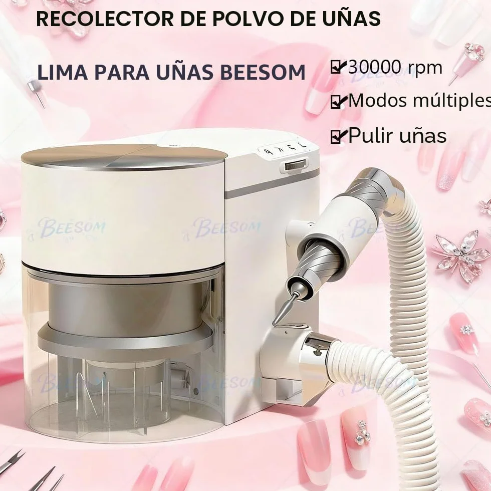 Taladro Eléctrico Uñas2 En 1con Aspirador Polvo,Taladro para Uñas con Aspirador Polvo Incorporado,30000 RPM - Velocidad Ajustable Drill Uñas Unhas - Kit Taladro+Aspirador Uñas White