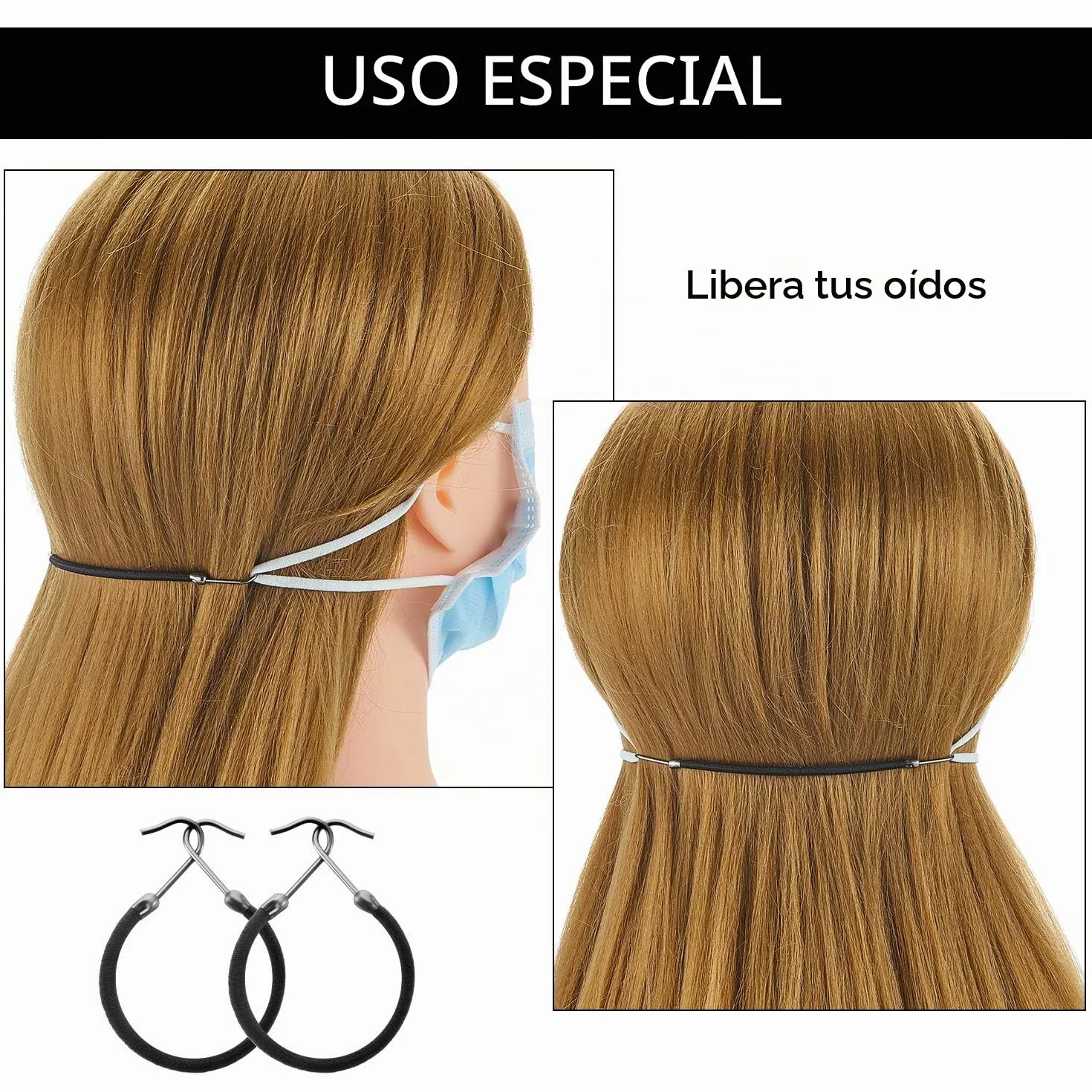 Chuangdi 15 Piezas Ganchos de Cola de Caballo Goma de Pelo Negro Coletero Elástica para Peinado Cabello Mujeres