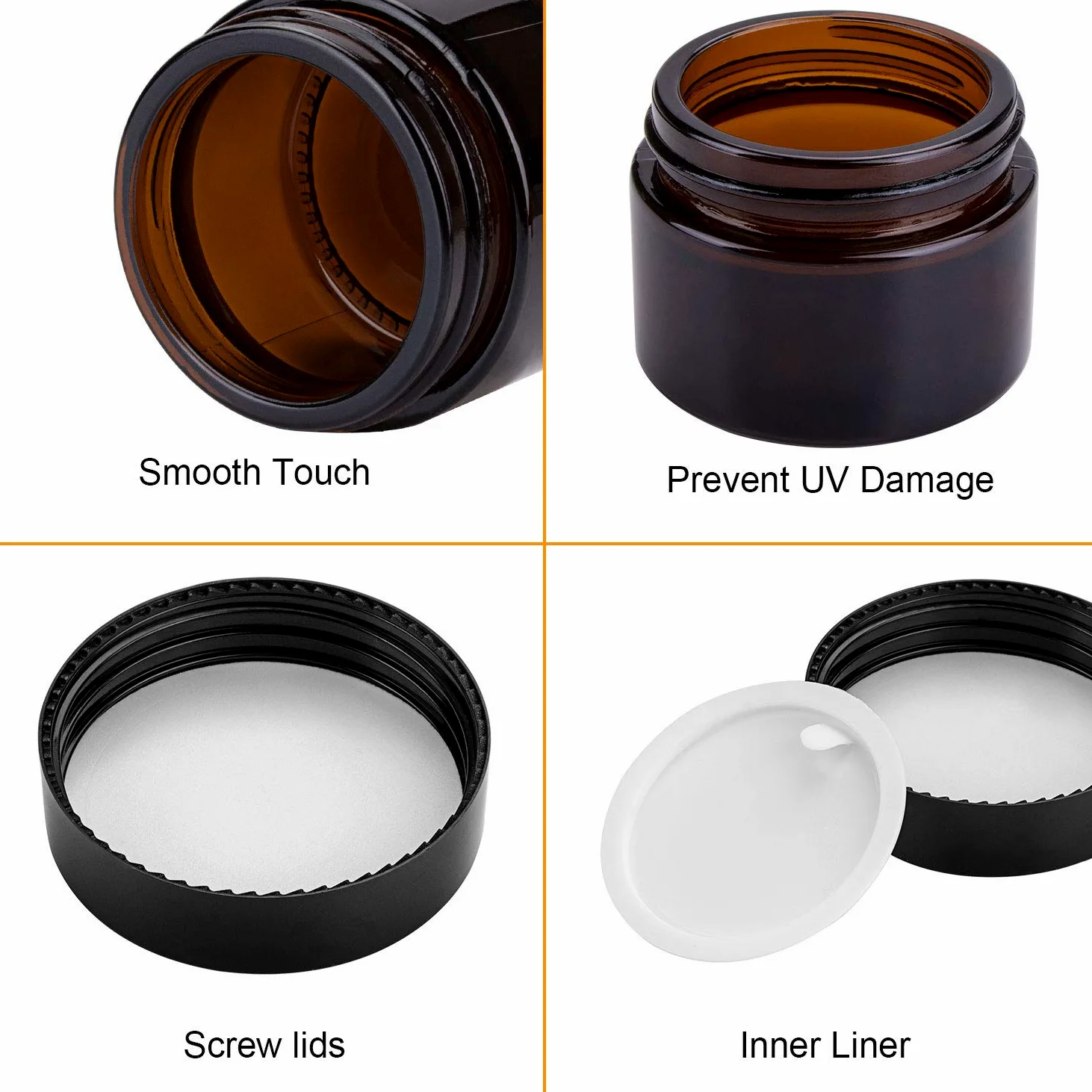 EnchengEncheng Amber-Clear 2 oz y 4 oz tarros cosméticos, 40 Paquete, 60 ml/ámbar/40 unidades, 2.00[set de ]
