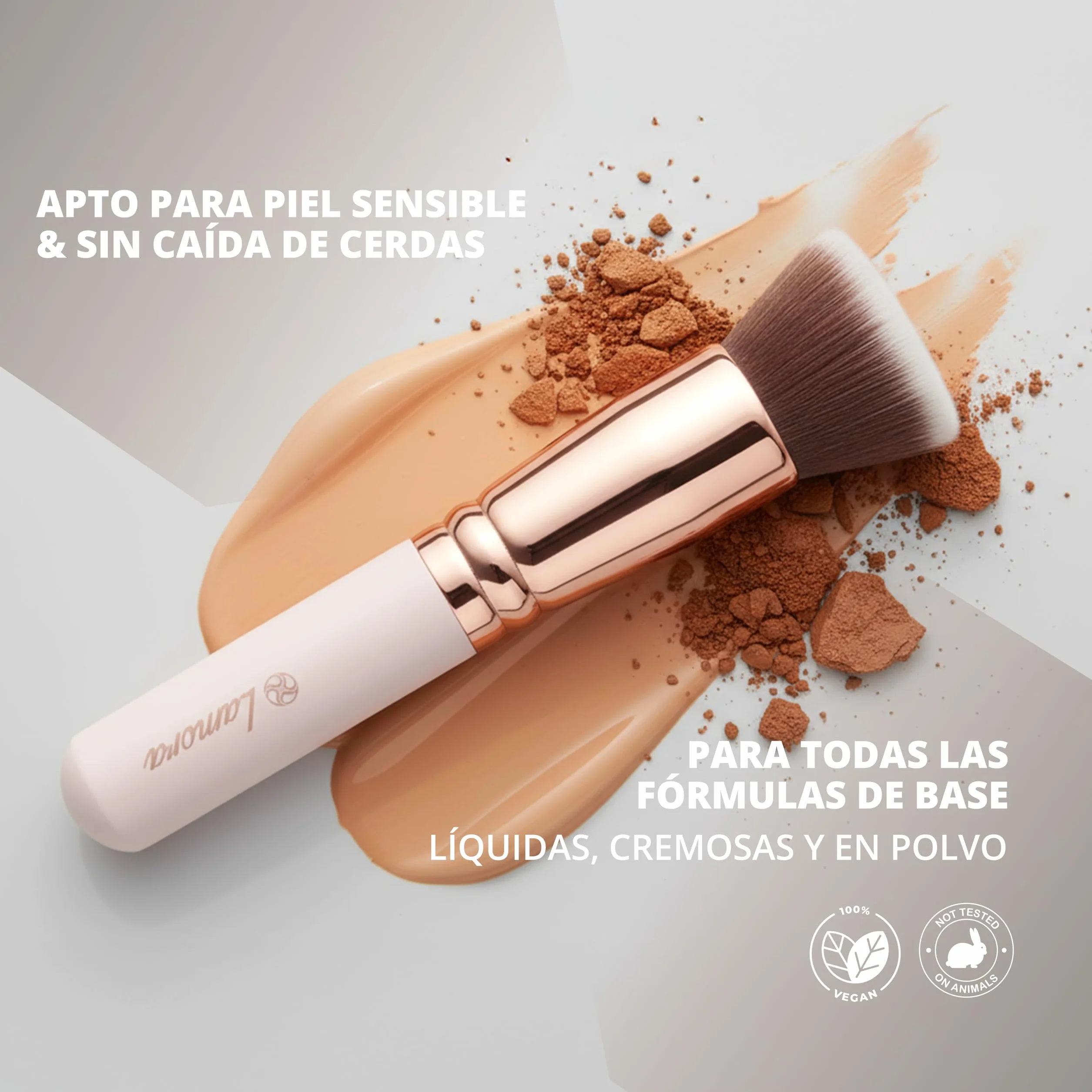 Brocha Kabuki Profesional Maquillaje Fluido Foundation Contouring Polvos Fibras Sintéticas