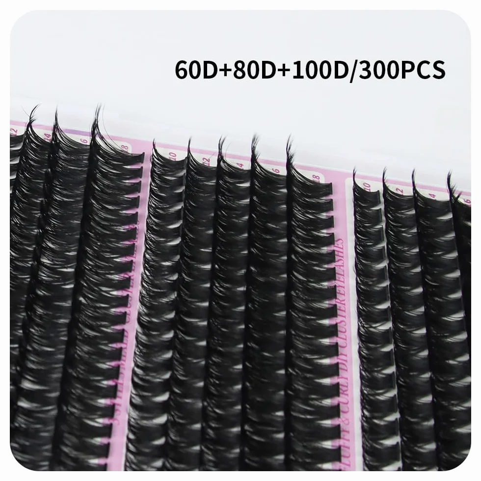 Pestañas Postizas Kit 60D 80D 100D 0.07mm D Curl 10-18mm Cluster Lashes Naturales DIY