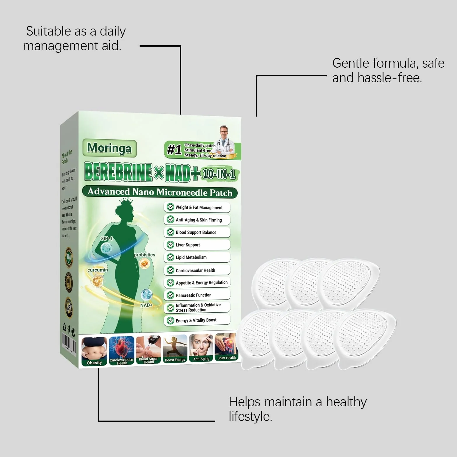 Parches Adelgazantes 10 en 1 con Nano Microagujas y Moringa Natural (3)
