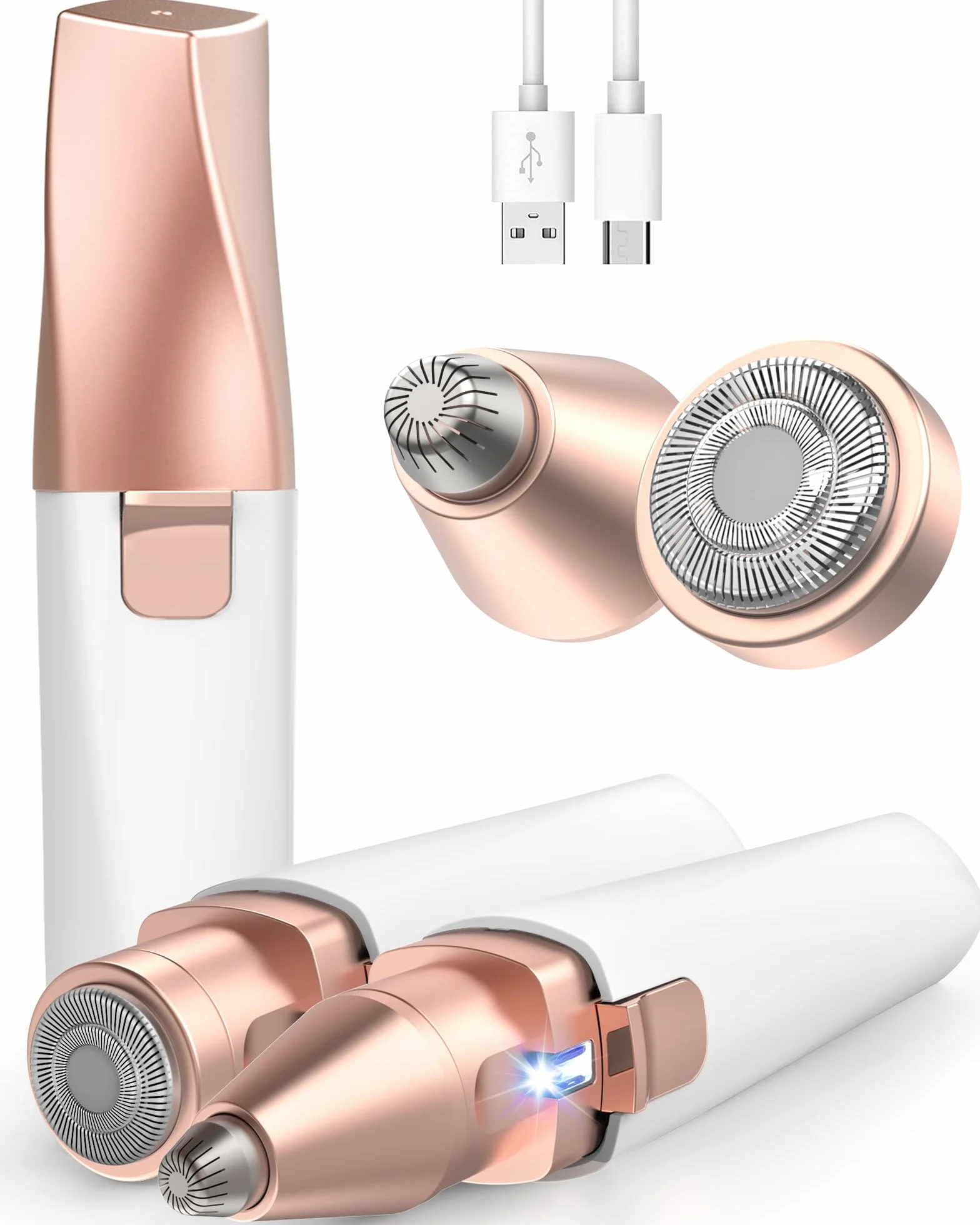 Rasuradora Facial Mujer recortadora de cejas electrica: iFANZETECH Rasuradora Facial Electrica Eliminar el Vello sin Dolor con Luz Smartlight Labio Superior, Barbilla, Mejillas y Cejas Regalo Mujer