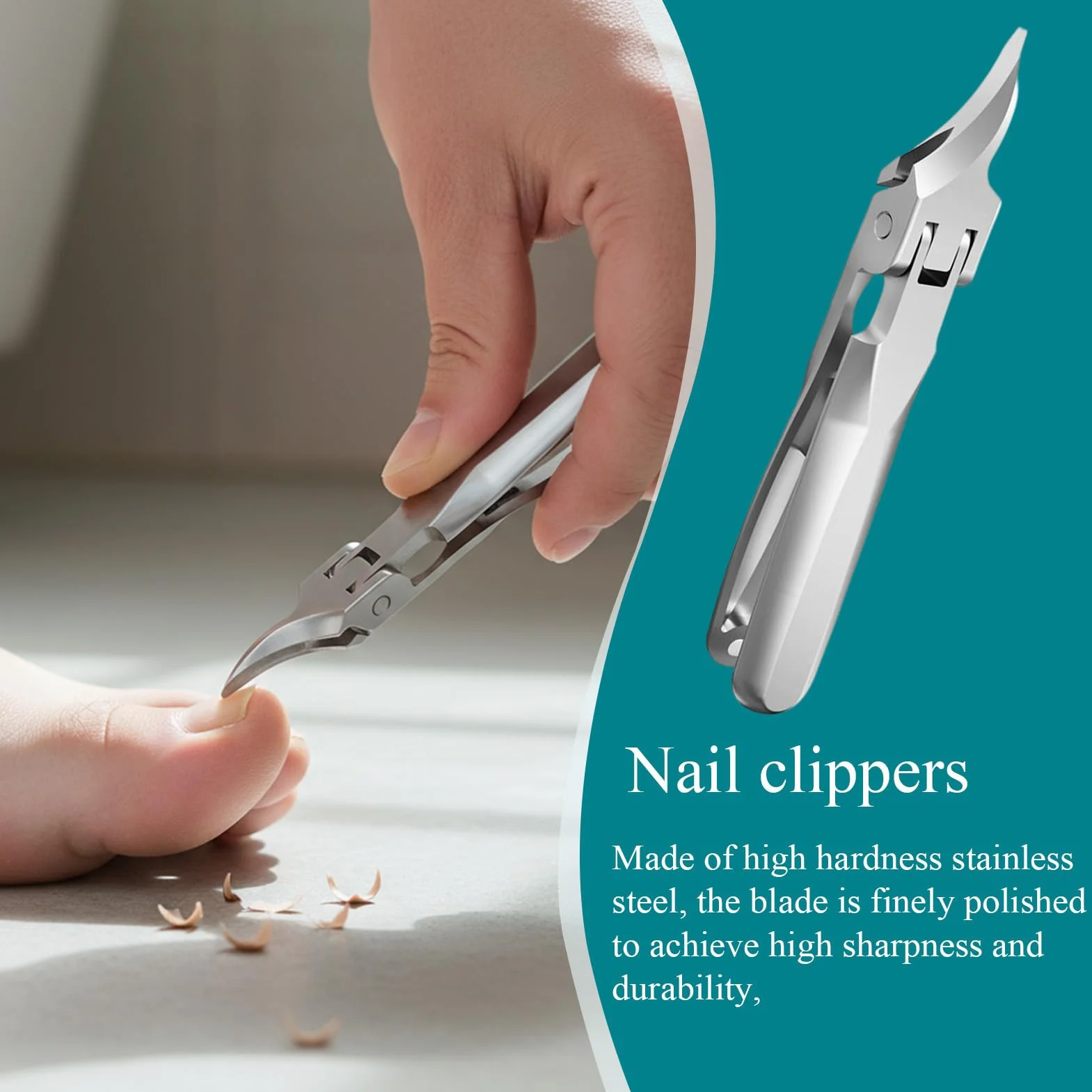Cortauñas de Acero Inoxidable para Manicura y Pedicura - Cortador Curvo para Uñas de Pies