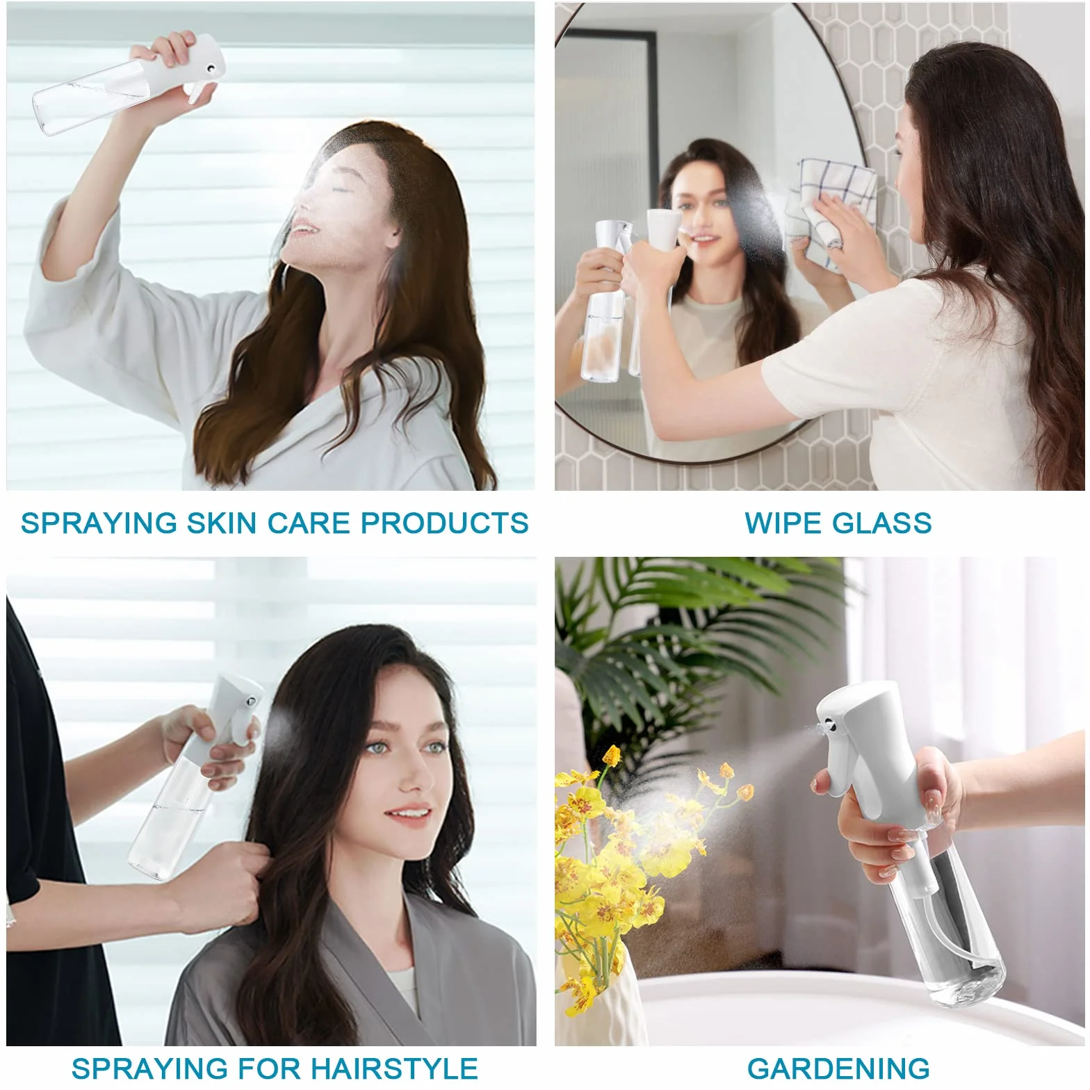 URAQT Botella Pulverizador Agua 300ml Fina Niebla Recargable Vacio Peluqueria Cabello
