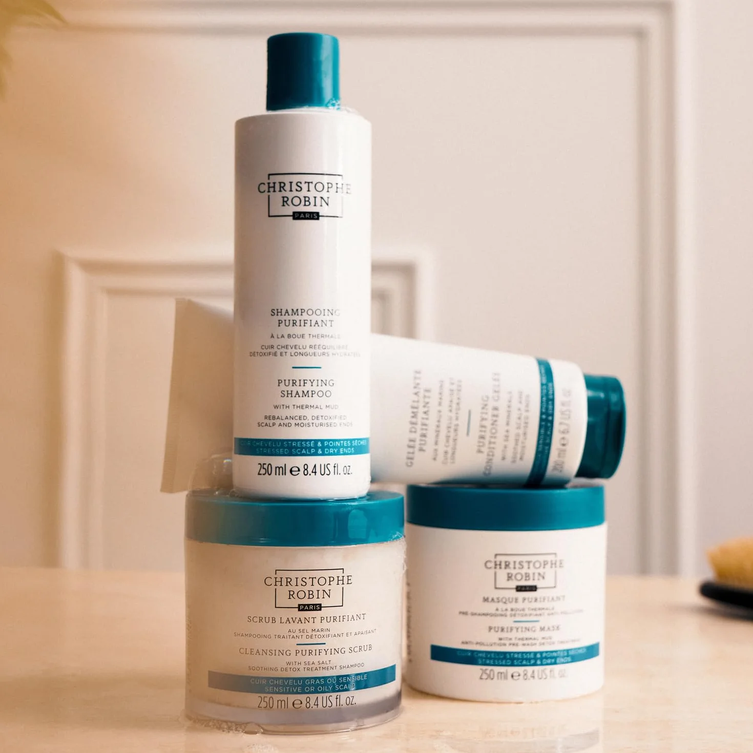 Christophe Robin Cleansing Purifying Scrub with Sea Salt 250ml Exfoliating Scalp Treatment
