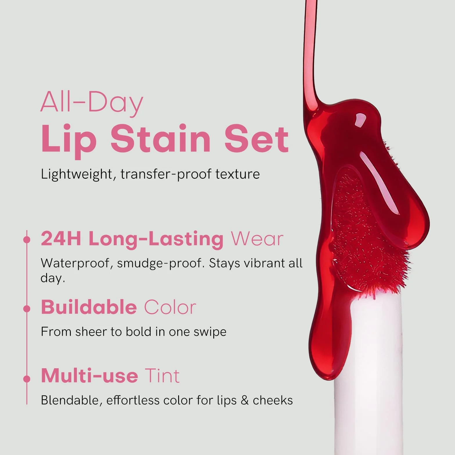 bayfree Lip Tint Stain Set, Tinte de Labios, Mini Barra de Labios Líquida