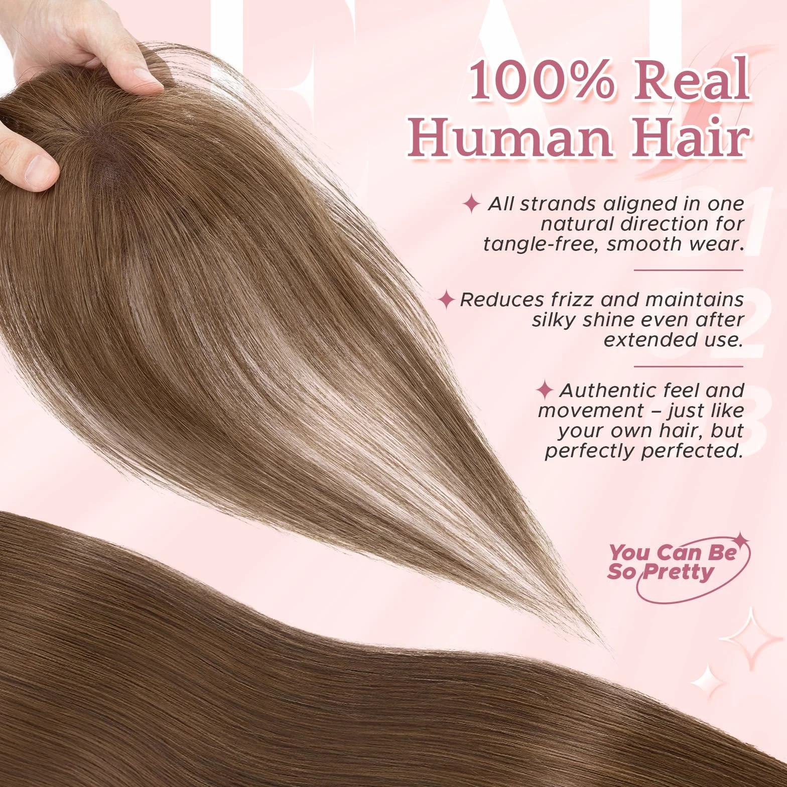 SEGOHAIR Tope de pelo humano para mujeres con flequillo Wispy, 7 x 11 cm, para cabello fino, con cobertura 3D de 360° y base cosida a mano, 14 g, color marrón medio