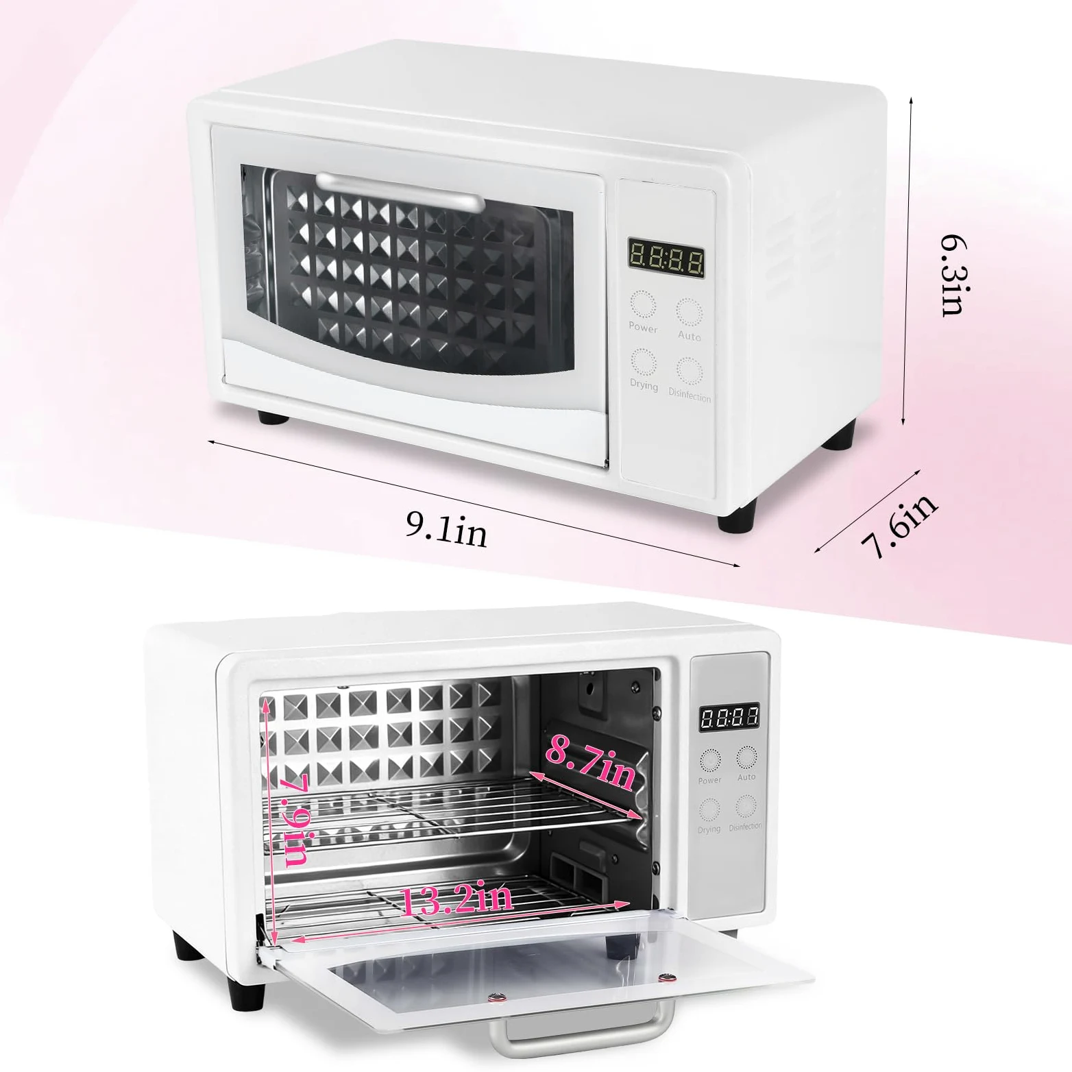 Esterilizador de herramientas de uñas, esterilizador grande de doble capa de 10 L para herramientas de uñas, gabinete limpiador de herramientas de manicura multifuncional con ajuste de