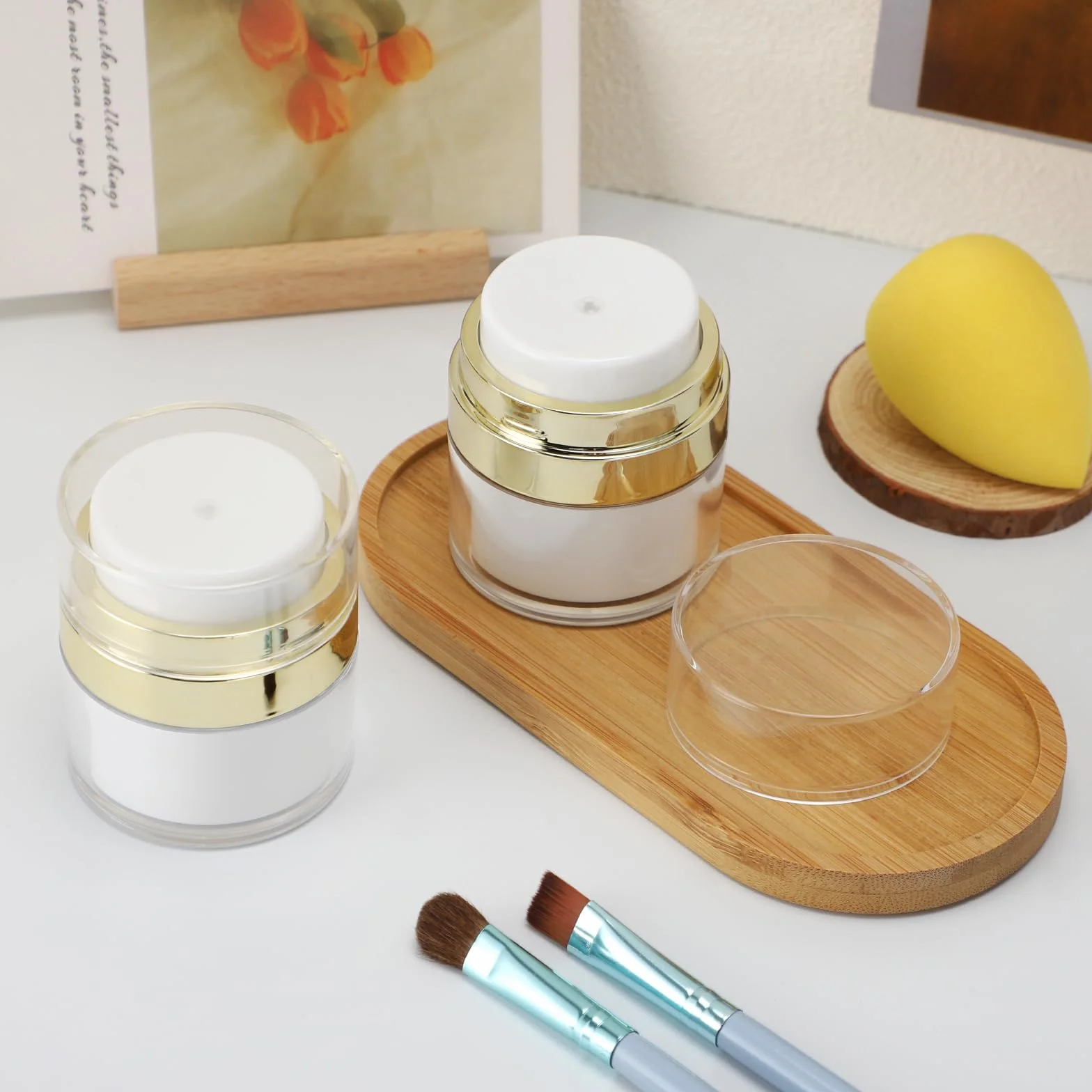 Segbeauty Dispensador de Crema 2 Piezas 15g Tarro Vacío Airless Botella Extraíble Lavable