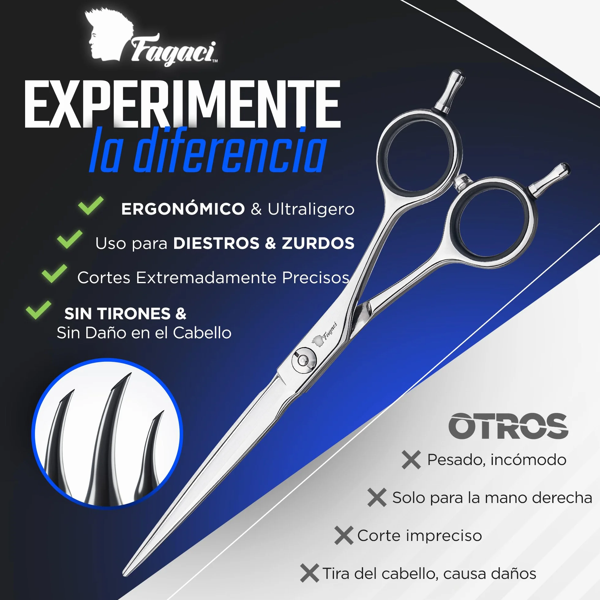 Tijeras Peluqueria Profesional 6 Pulgadas Cuchillas Finas Acero 440C