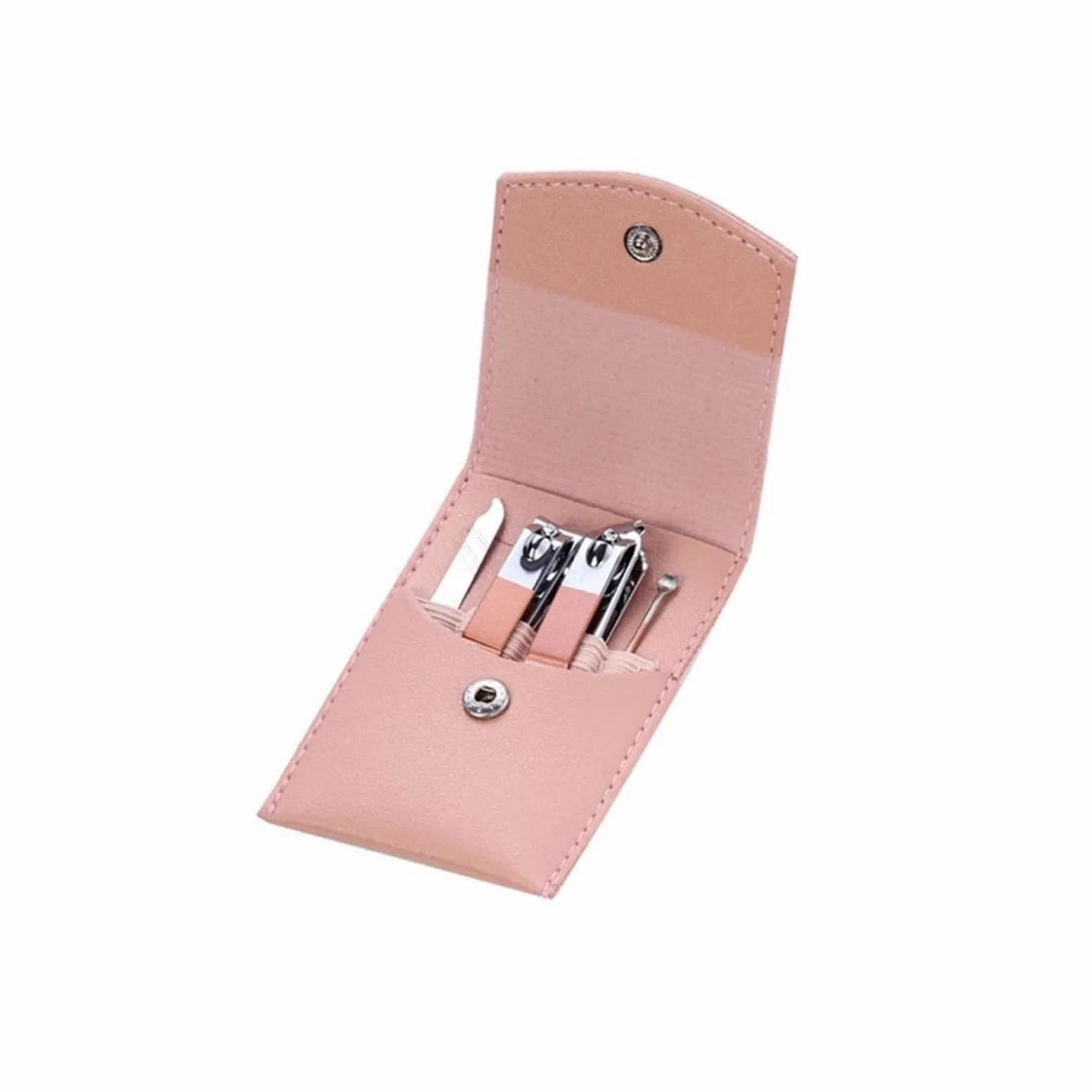 Herramientas para el cuidado de las uñas Kit de cortaúñas Pedicura profesional Kit de manicura de acero inoxidable Herramientas de belleza Kit de belleza con estuche de cuero PU de moda portátil (or
